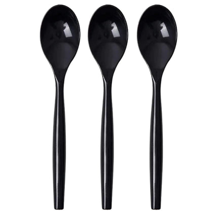 Plastic Serving Utensils, Heavy Duty Black Disposable-COMBO 