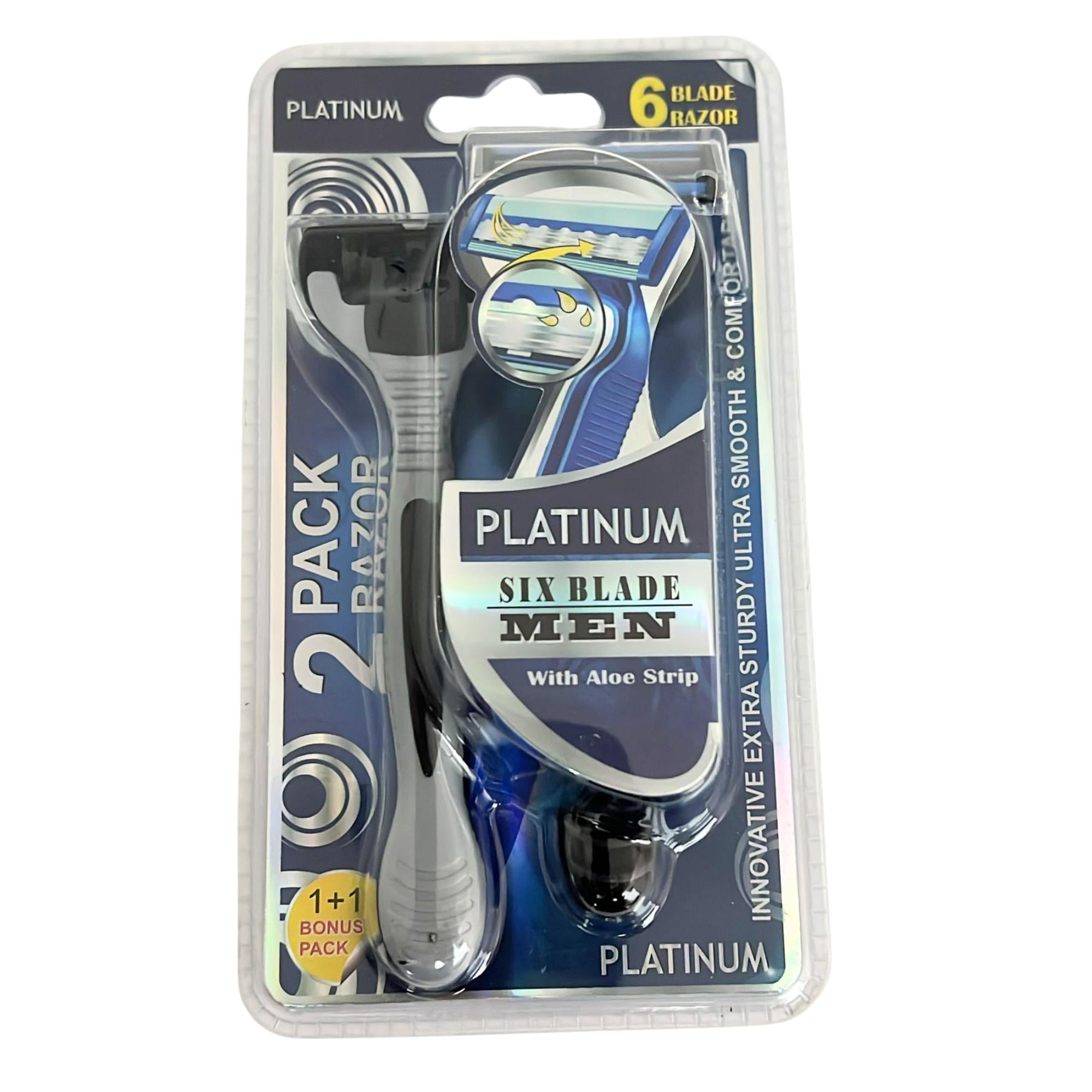 Platinum Six Blade Razors for Ultra Smooth Shaving: 2 Pack Facial Hair Razer Men main product image