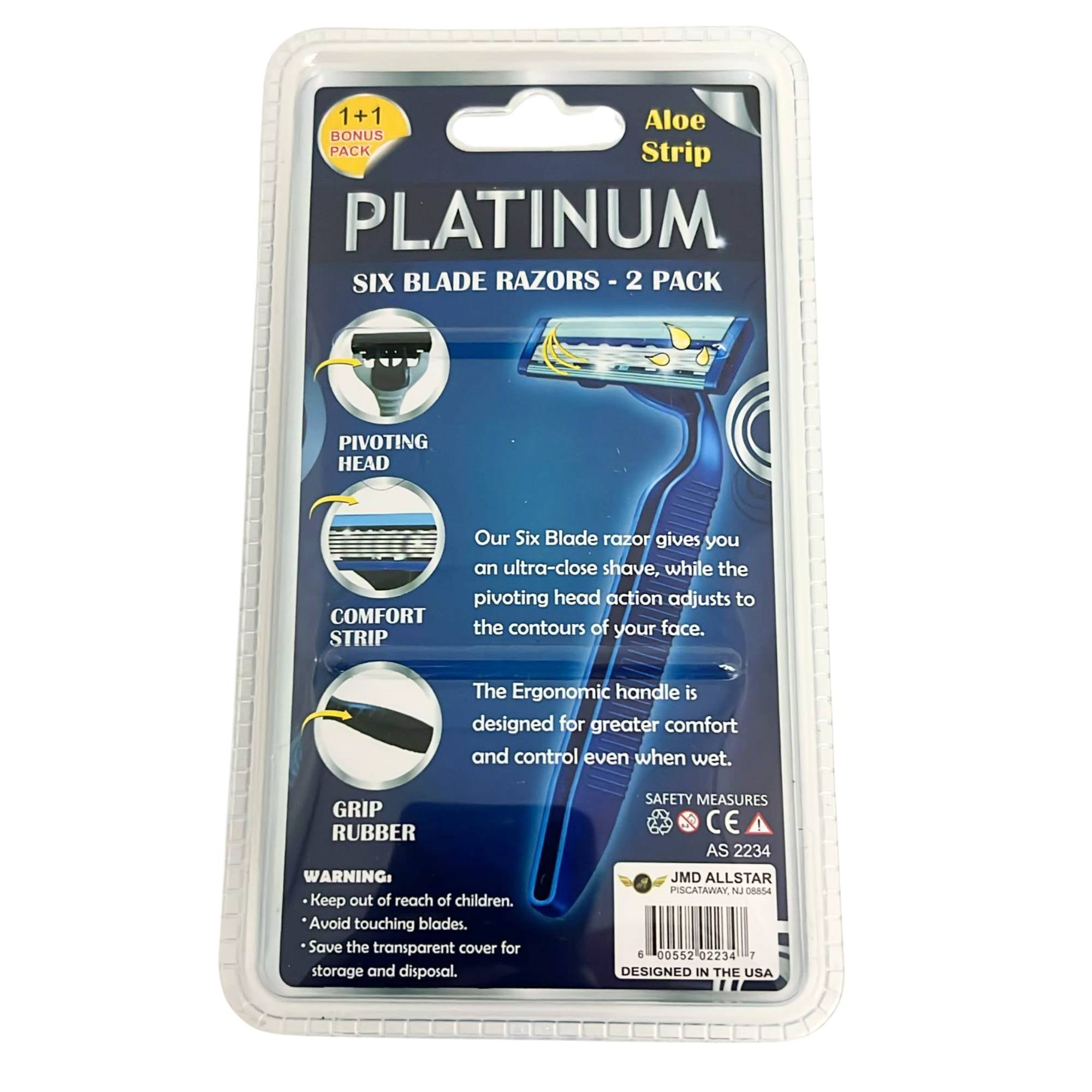 Platinum Six Blade Razors for Ultra Smooth Shaving: 2 Pack Facial Hair Razer Men size and feature image