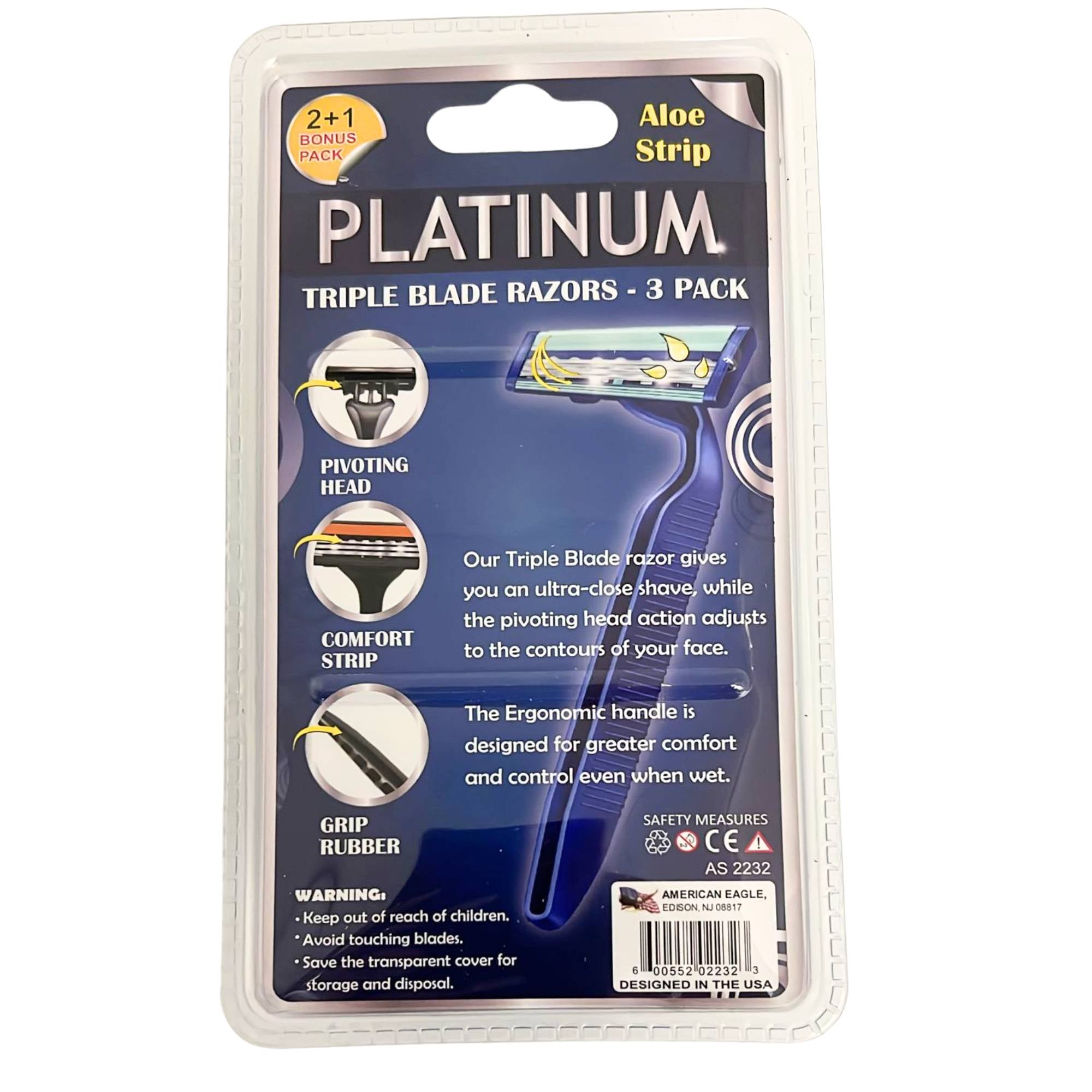 Platinum Triple Blade Razors for Smooth & Close Shave: 3 Pack Facial Hair Razer Men lifestyle use image