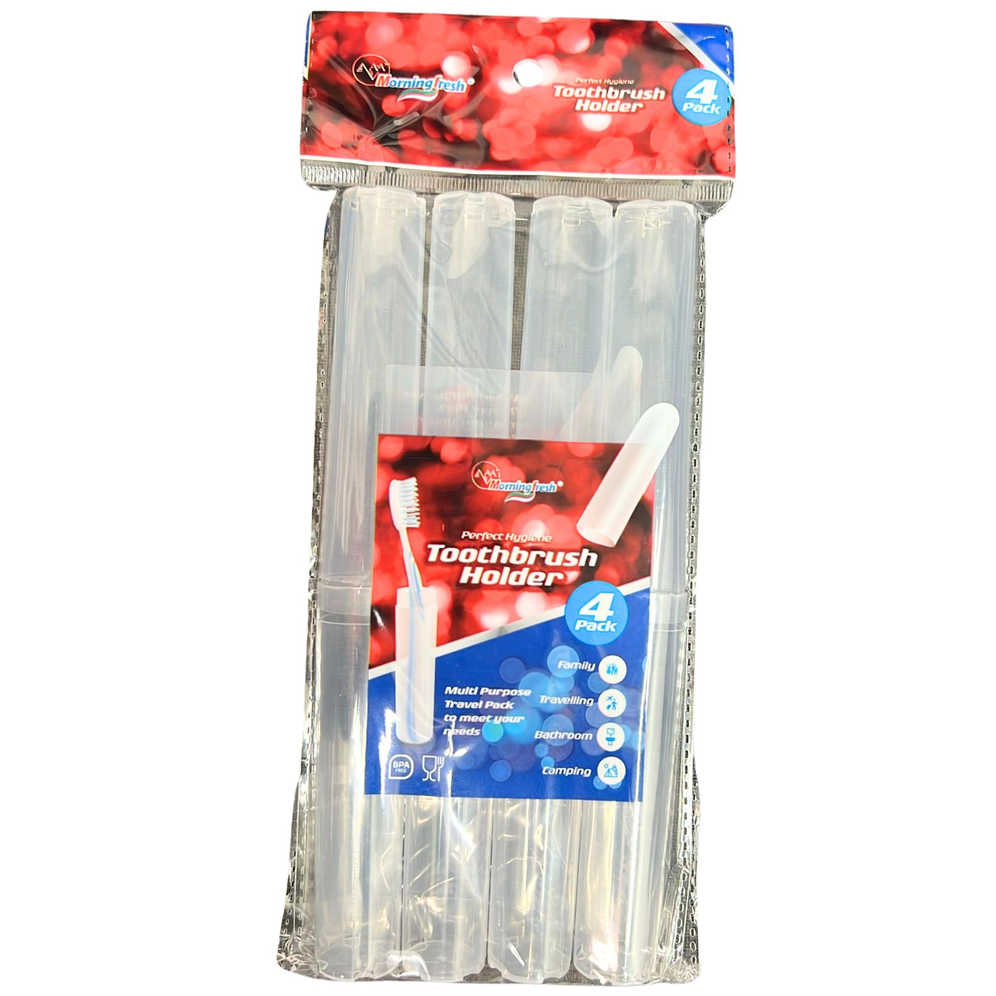 Portable Plastic Toothbrush Case/Holder/Box for Traveling & Camping: 4 Pack Toothbrushes Dental main product image
