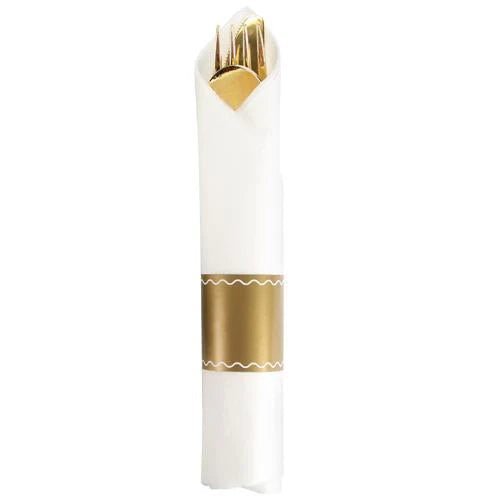 Pre Rolled set Cutlery Combo Spoon, Knife, Forks and Napkin Polished Gold: 4Pc Set Disposable Utensils main product image