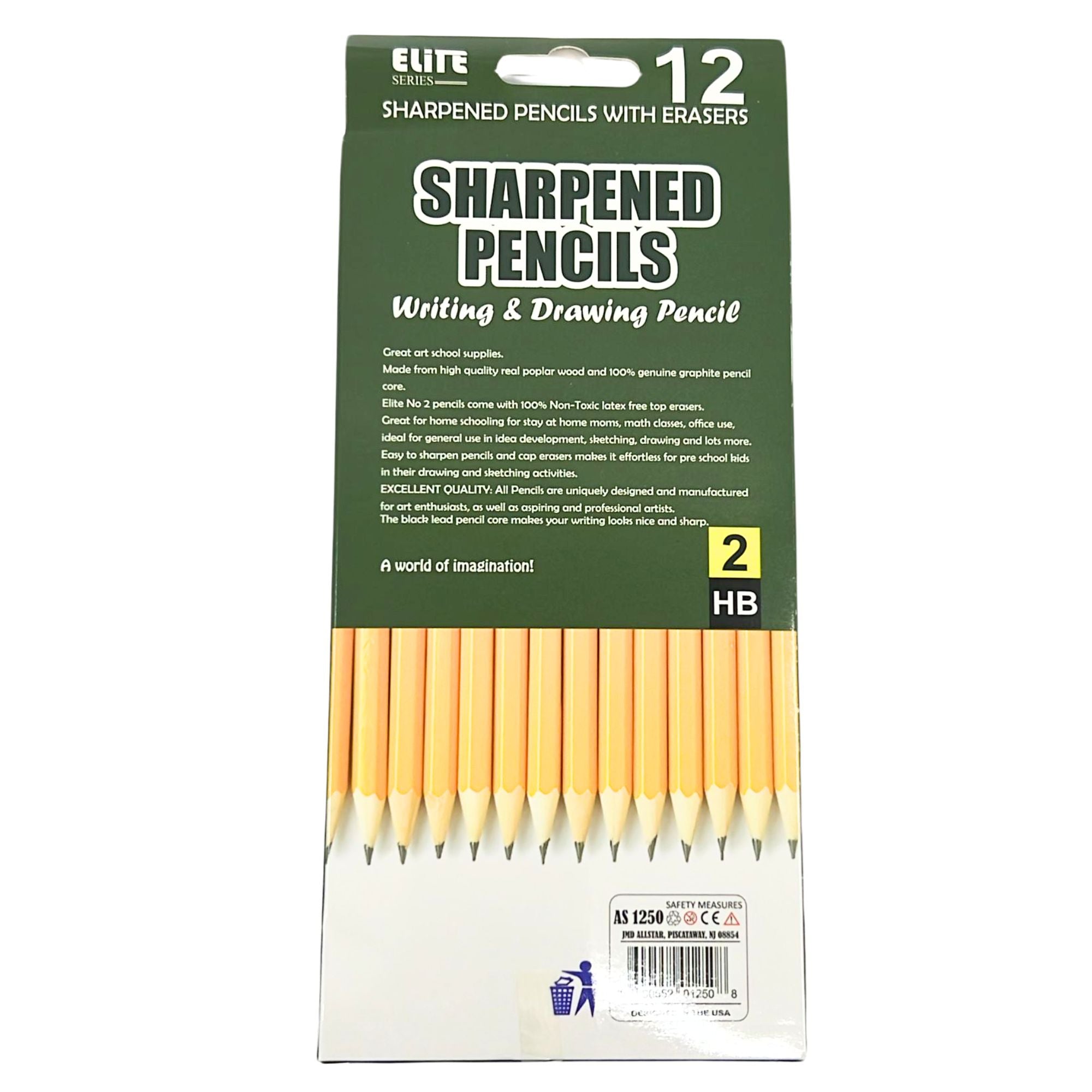 Pre Sharpened Yellow Pencils with Latex Free Erasers: 12 Pack Wooden Pencils product detail image
