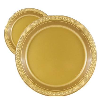 Disposable 10" Gold Diner Plastic Plates