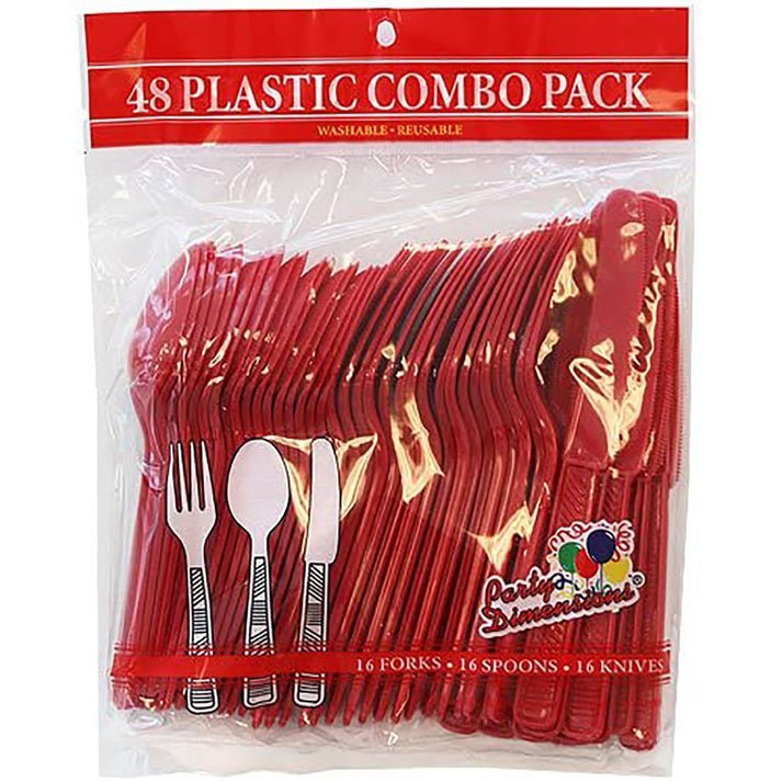 Disposable Red Combo Cutlery Set: 48 Pack Kitchen Catalog, Cutlery size and feature image