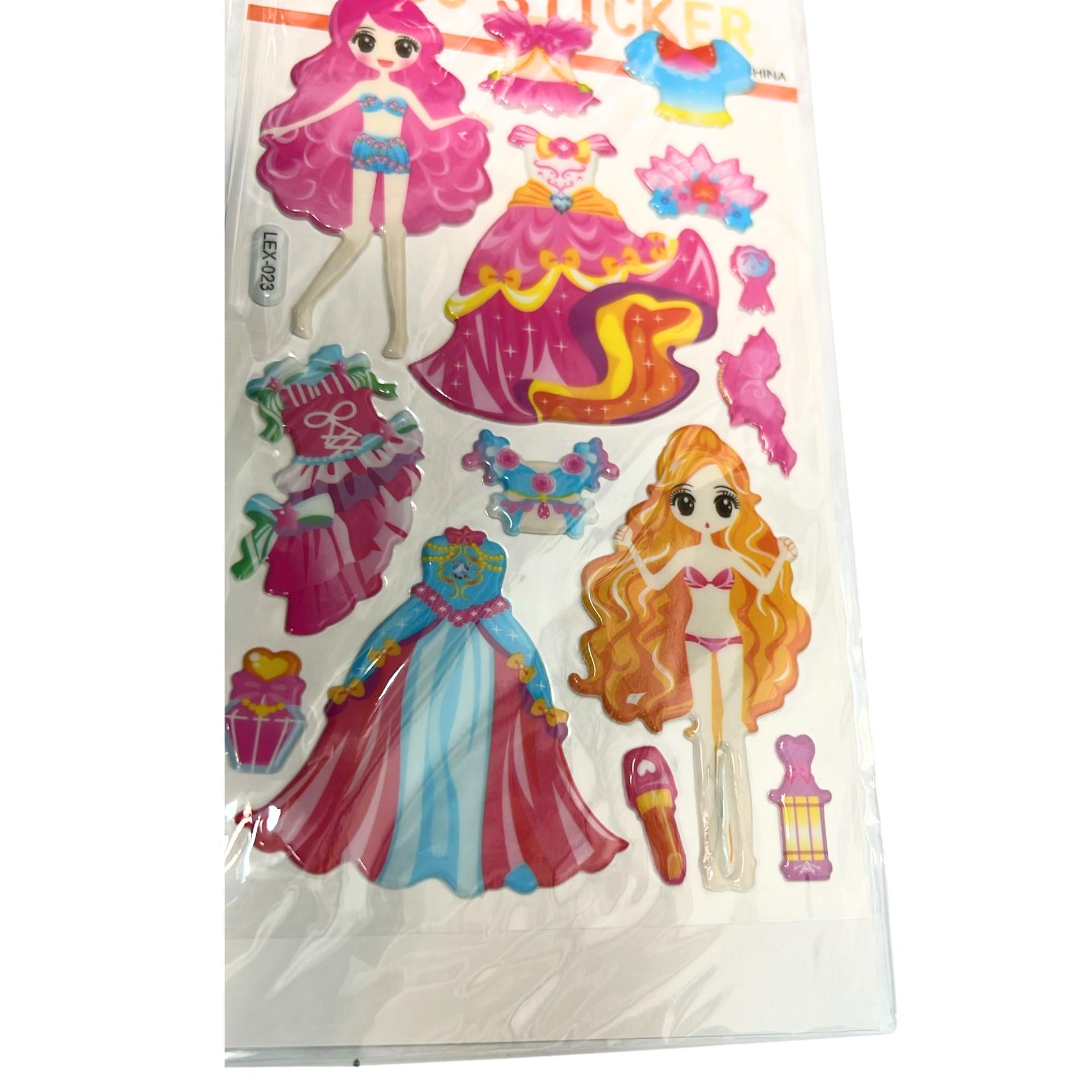 Princess Dress Embossed Stickers: 1 Pack DIY School Stickers size and feature image