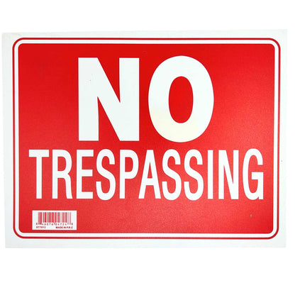 9"X12" "NO TRESPASSING" Plastic Signage Sign-1CT