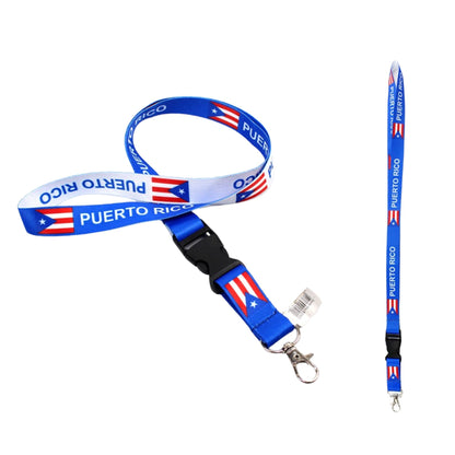 Puerto Rico Flag Lanyard Keychain with Quick Release – Neck Strap for Keys, Badges, and ID Cards