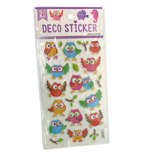 Puffy Action 3D Owl Embossed Stickers with Googly Eyes