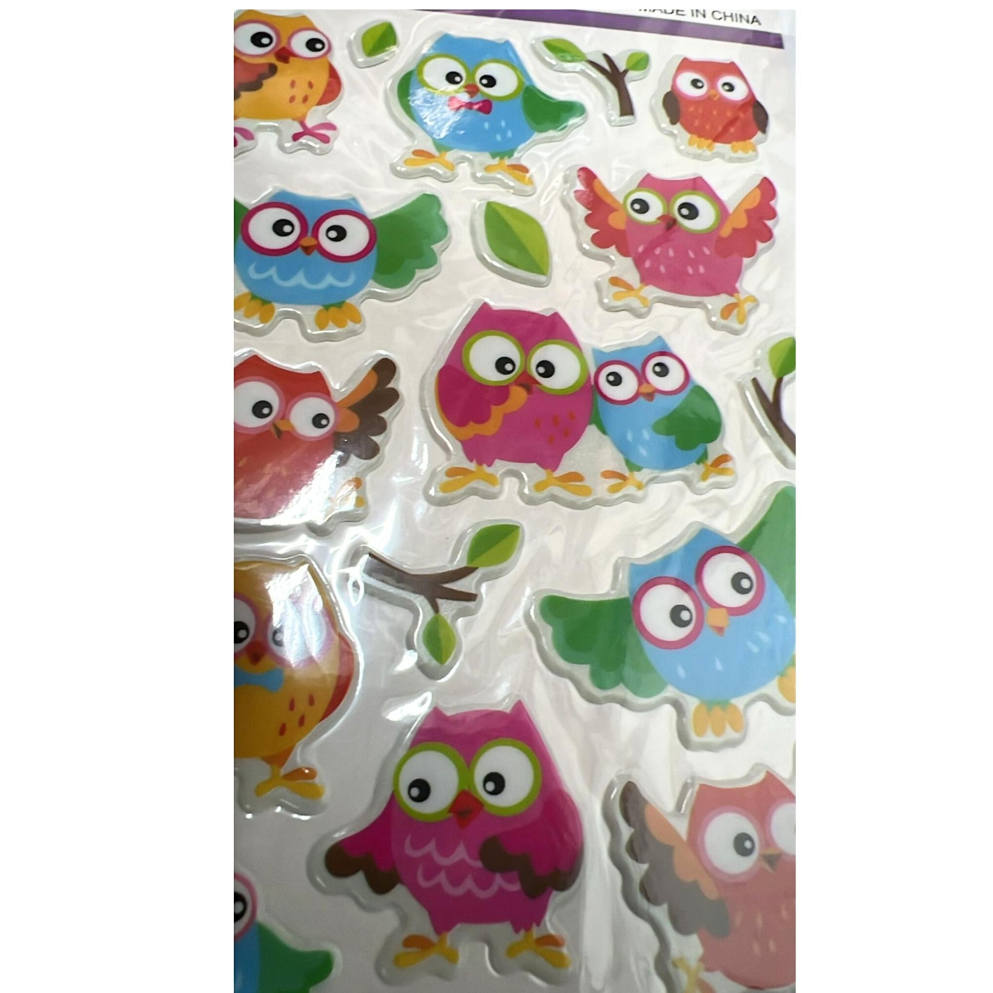 Puffy Action 3D Owl Embossed Stickers with Googly Eyes: 1 Pack DIY School Stickers size and feature image