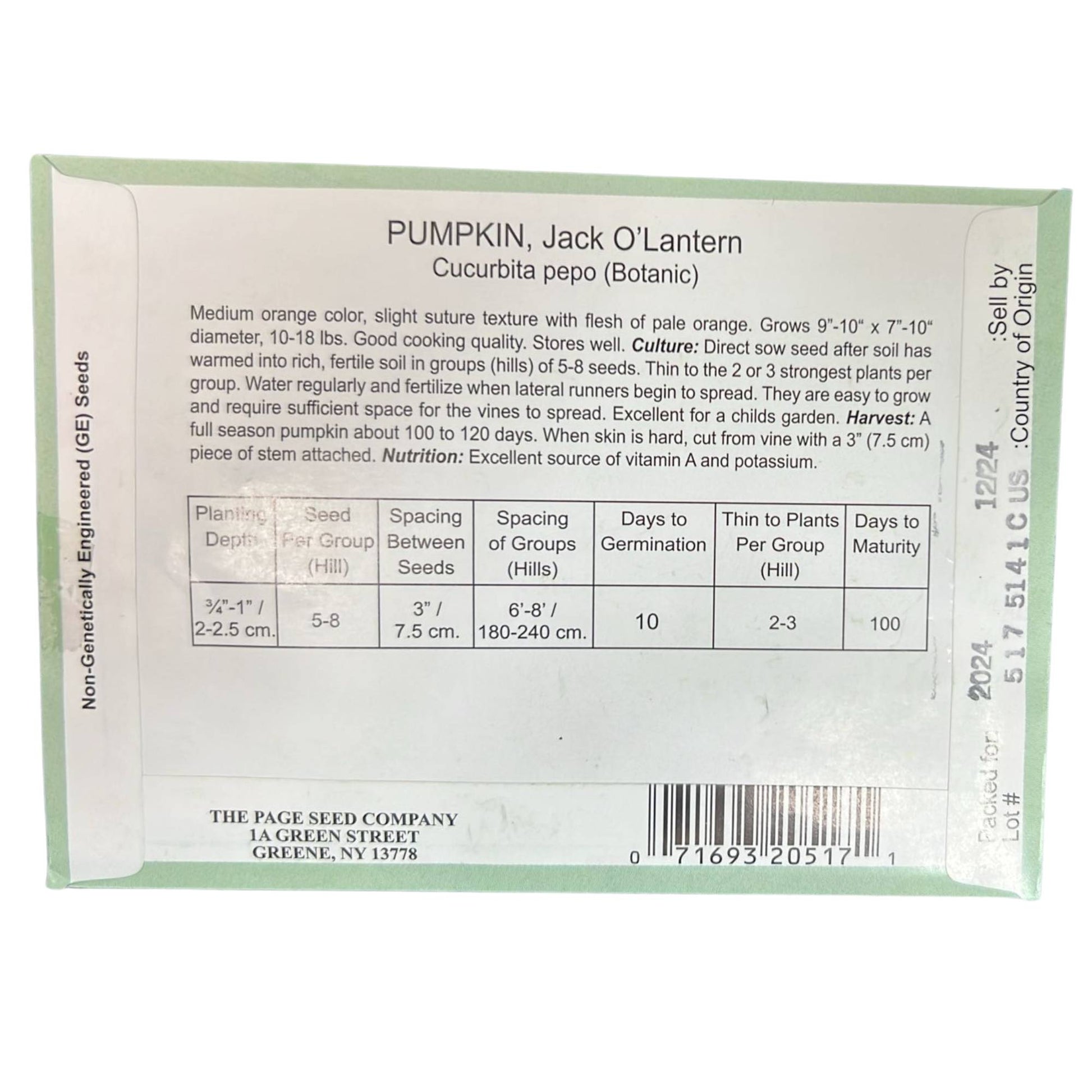 Valley Greene 800mg Pumpkin Seeds – Jack O'Lantern