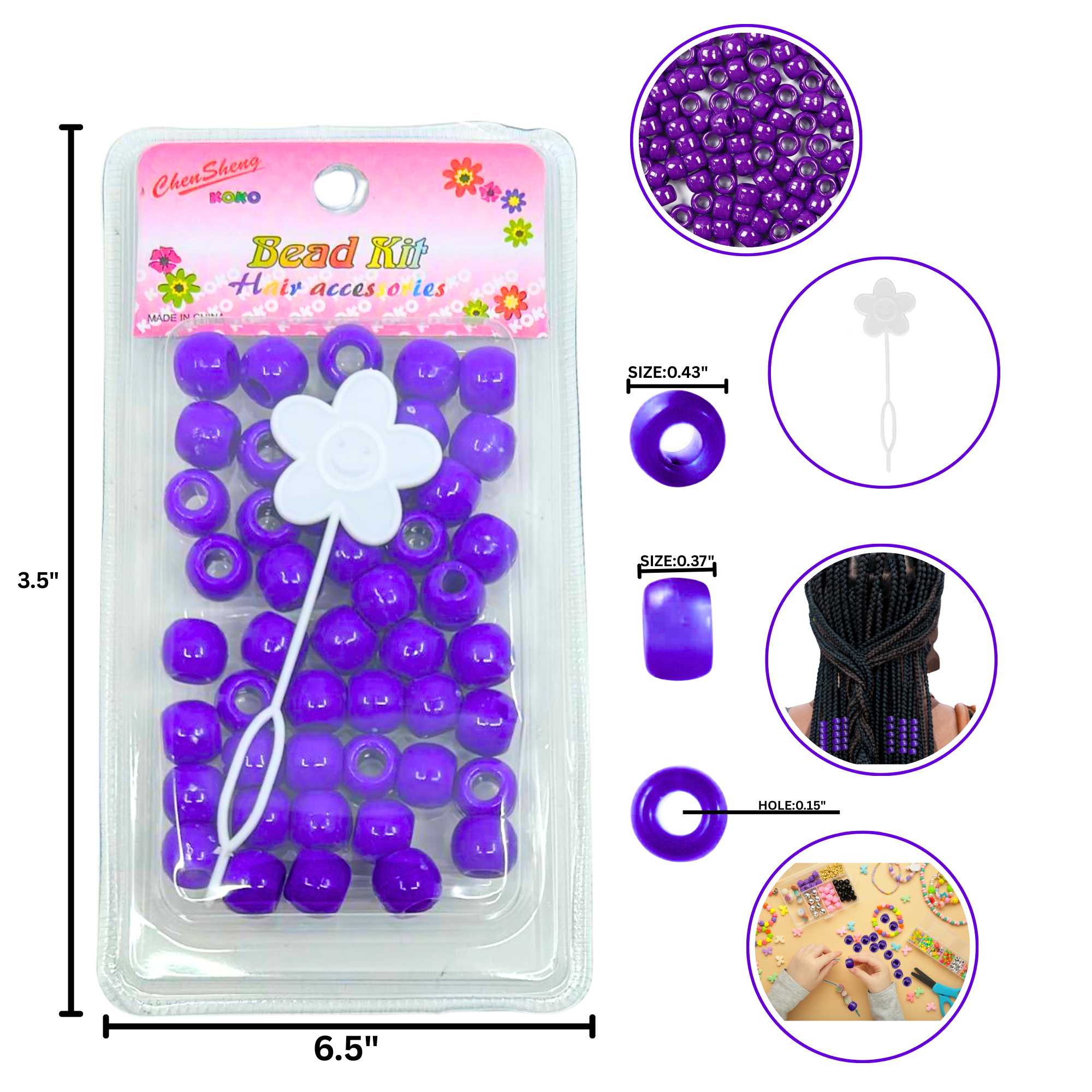 Deluxe Large Purple Bead Kit: 50 Pack Bead kit DIY product detail image