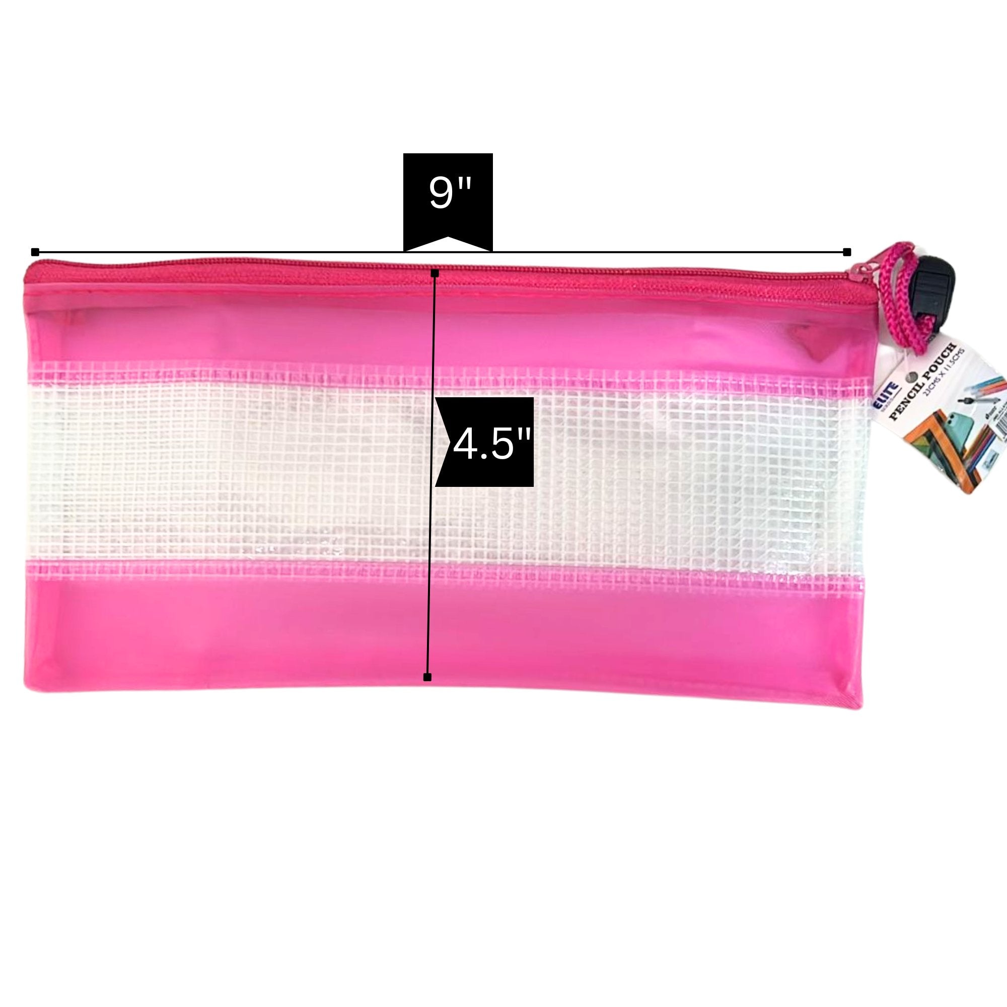 9" x 4.5" PVC Mesh Zipper Pencil Case – 9" x 4.5": 1 Pack Pen & Pencil Cases Pencil Cases School product detail image