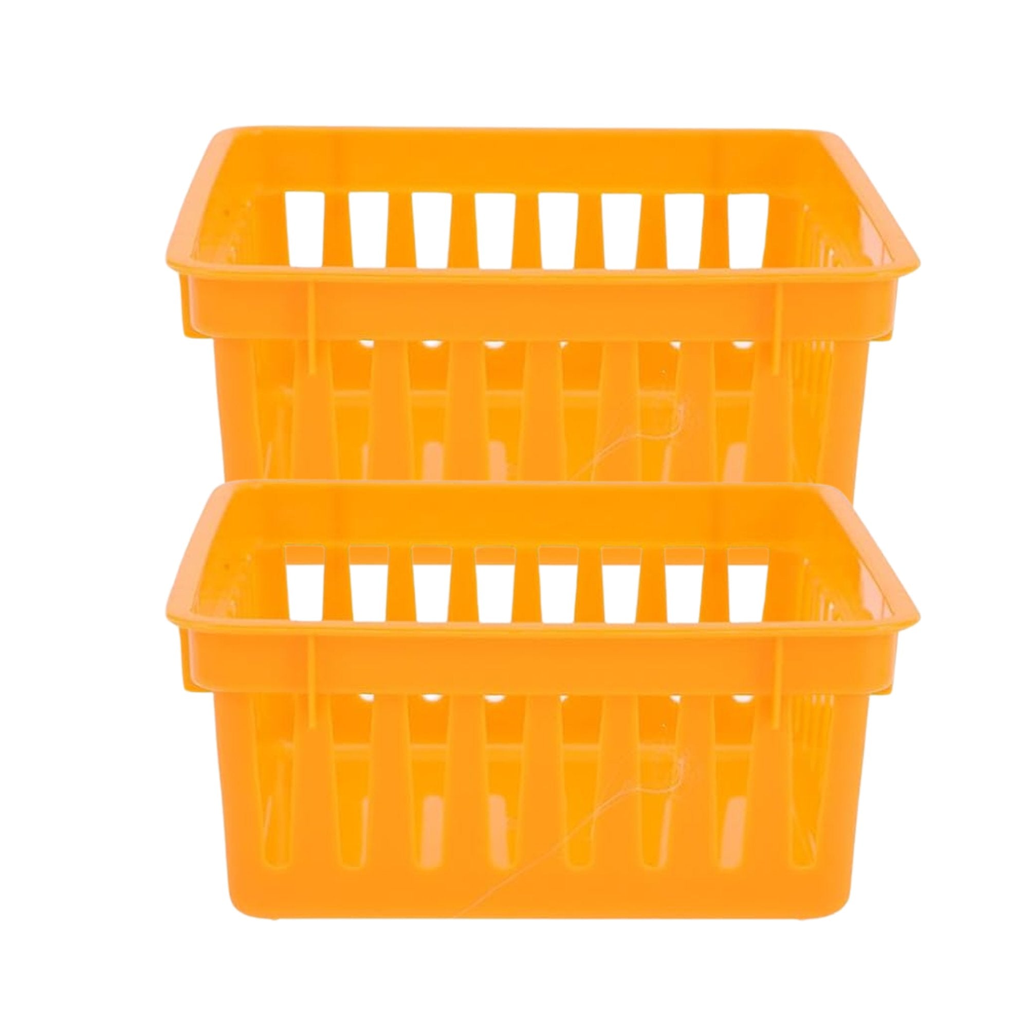 Rectangular 6.1 x 4.7 x 2.4 Inches Plastic Organizing Baskets: 2 Pack Basket Organizer lifestyle use image