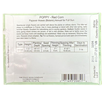 Valley Greene 100mg Red Corn Poppy Seeds 