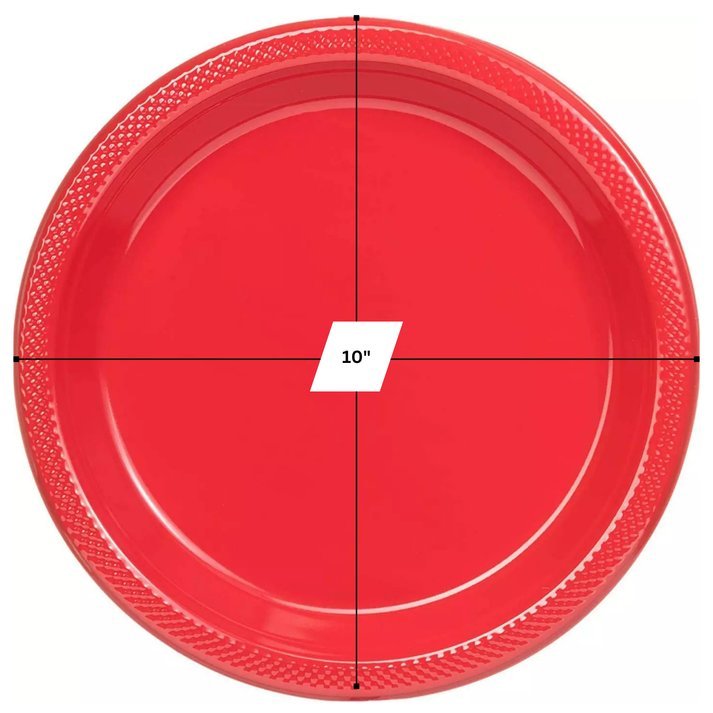 10" Red Diner Plastic Plates: 4 Pack Kitchen Catalog, Disposable Plates product detail image
