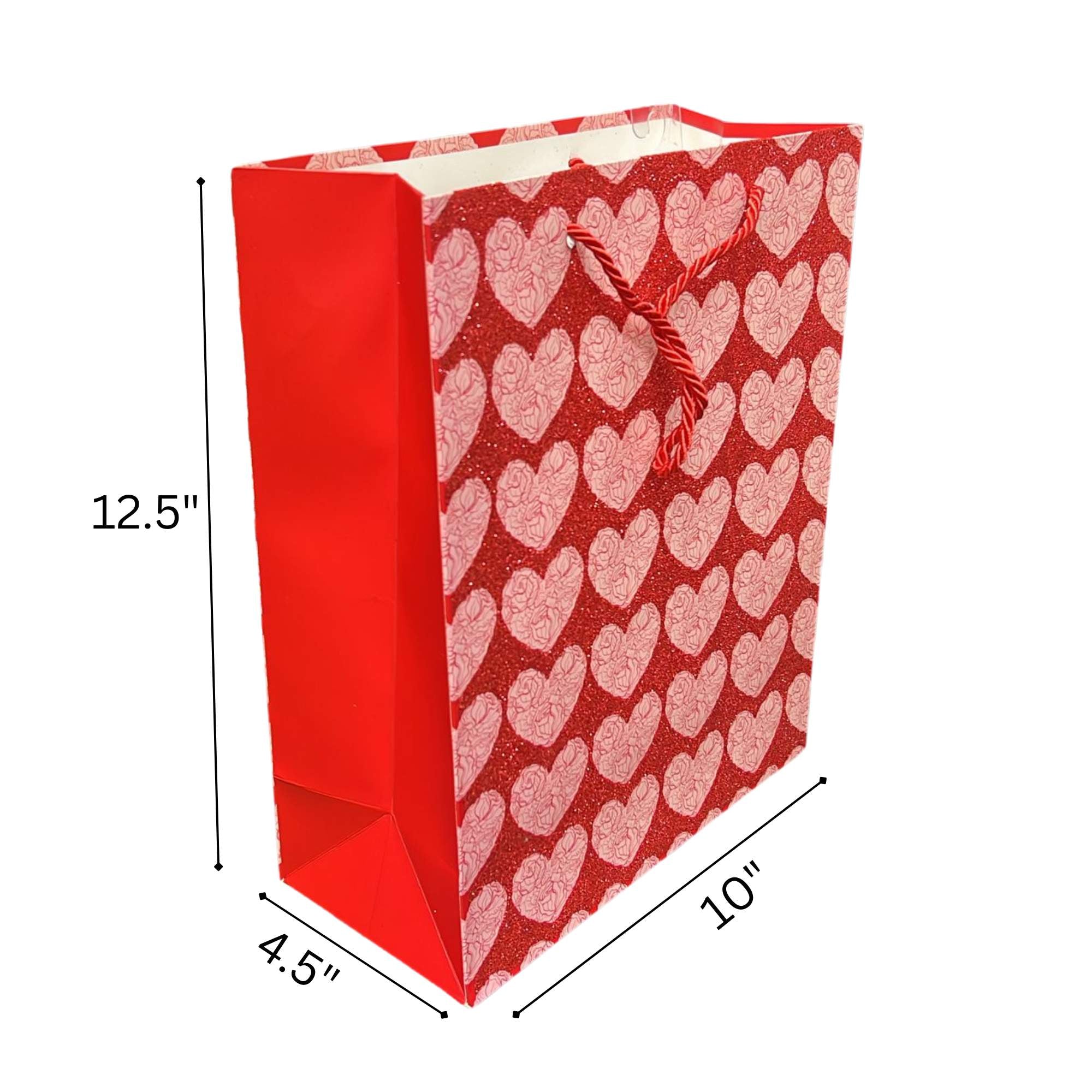 Shiny Red Glittery Valentines Day 10x13 Gift Bag: 1 Pack Gift Bags Gift Bag Valentine product detail image