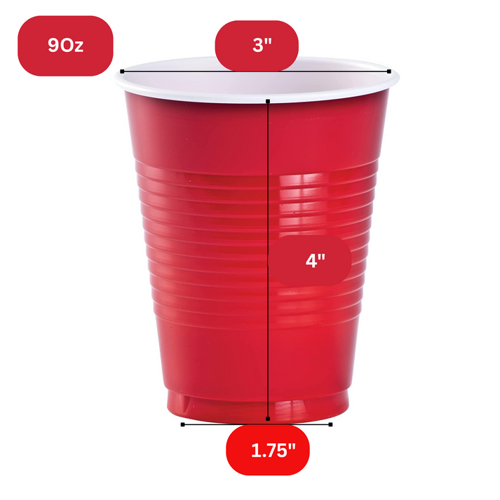 Disposable 9oz Red Plastic Cups