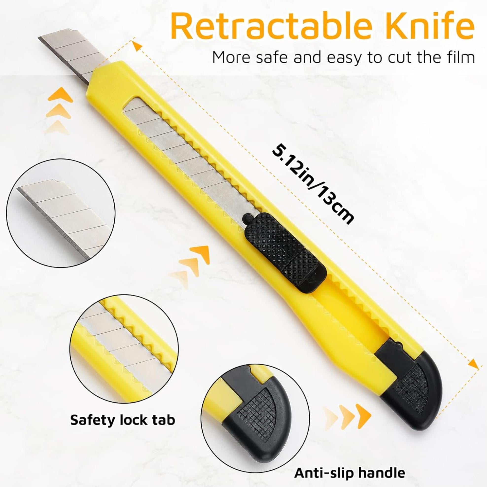 9mm Carbon Steel Blades Snap Off Cutter: 2 Pack Retractable Blade Knives Home Tools office supply product detail image