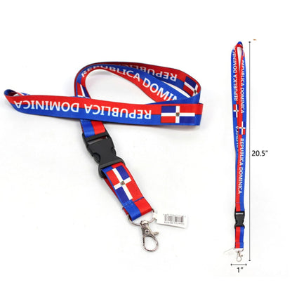 República Dominican Flag Lanyard Keychain with Quick Release – Neck Strap for Keys, Badges, and ID Cards