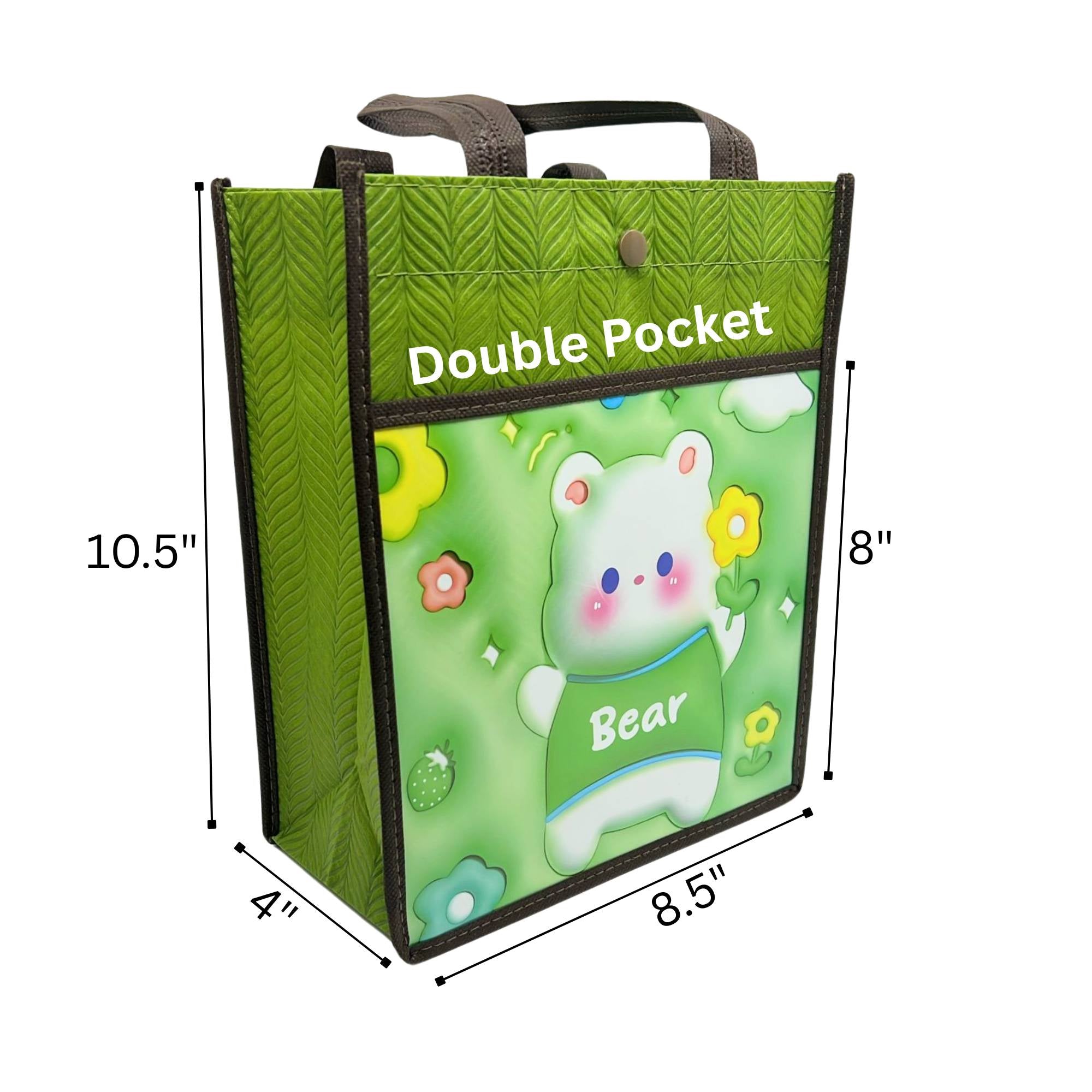 Reusable Fabric Gift Bag with Double Pockets and Safety Button: 1 Pack Gift Bags Party Bag product detail image
