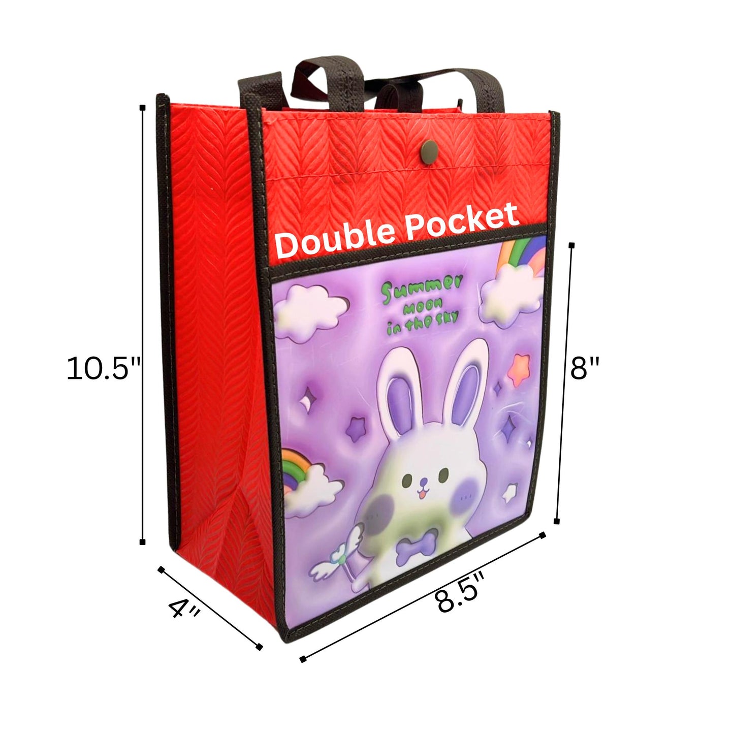 Reusable Fabric Gift Bag with Double Pockets and Safety Button