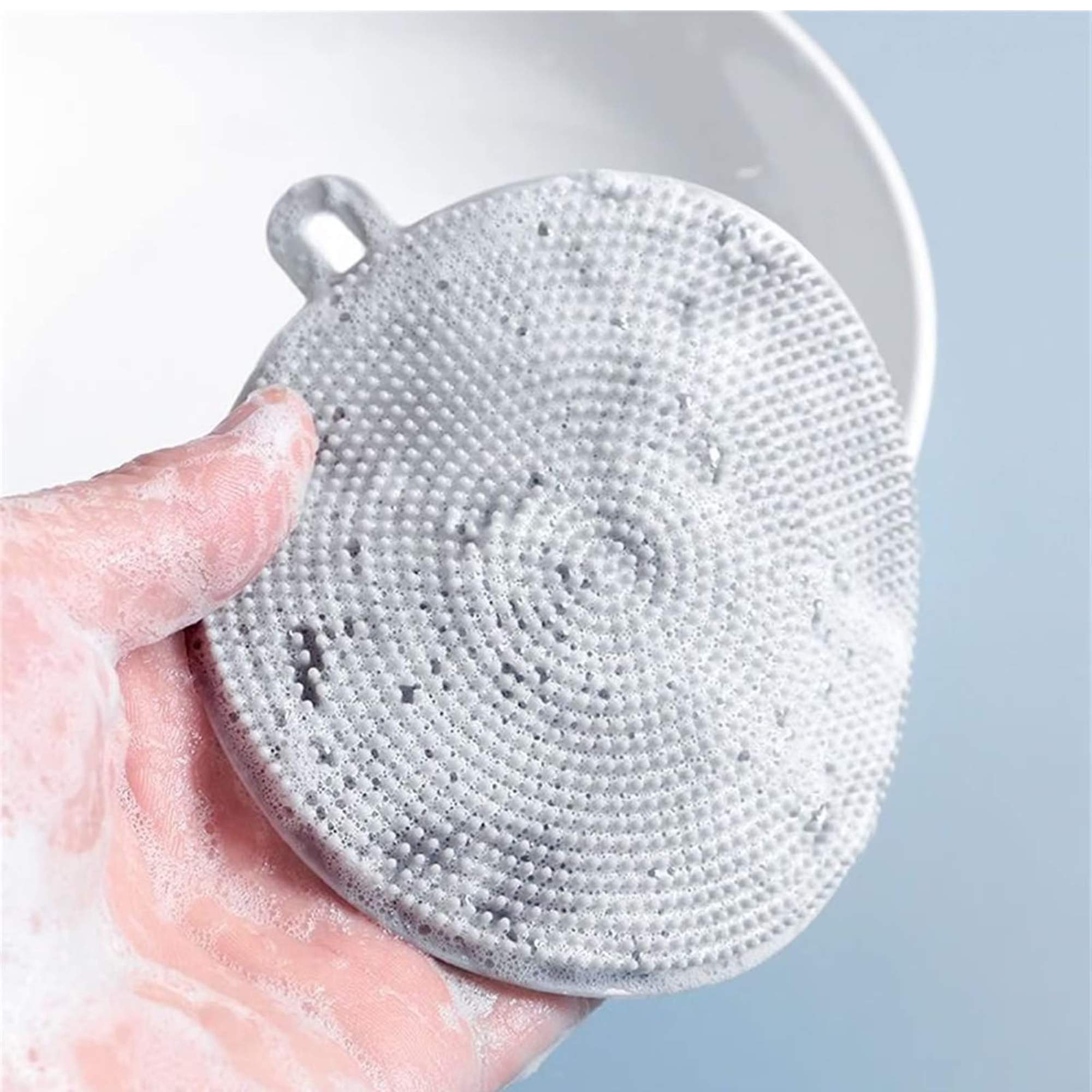 4.3" Round Silicone Sponge Scrubber: 1 Pack Sponges & Scouring Pads Kitchen Accessories size and feature image