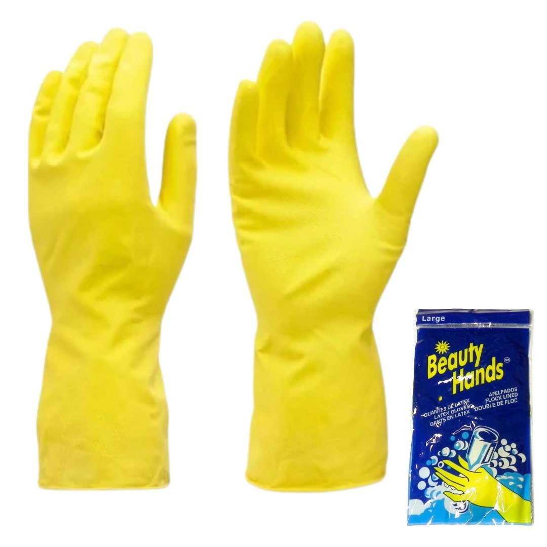 Reusable Yellow Hand Cleaning Latex Gloves : Large 1 Pair main product image