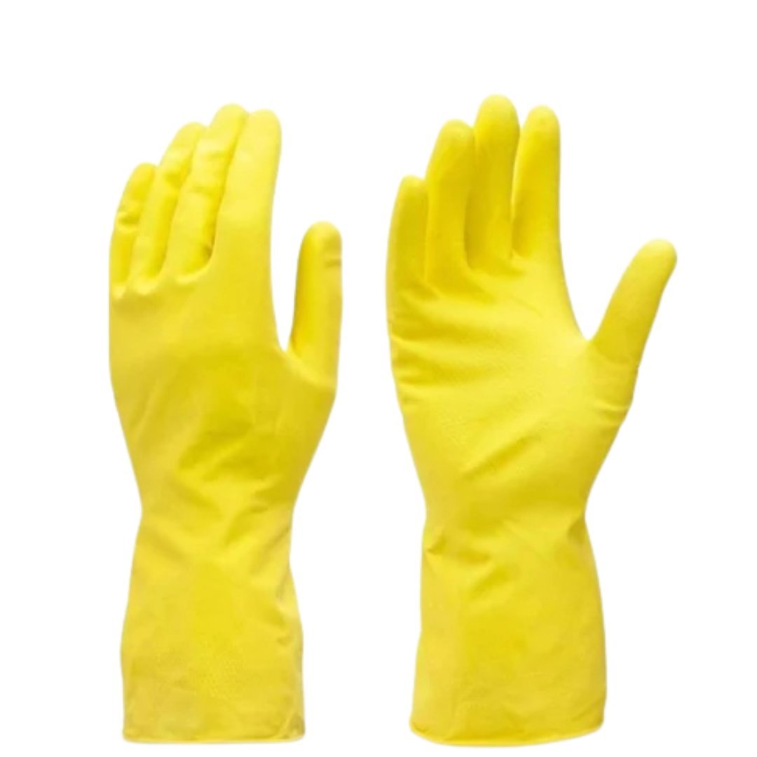 Reusable Yellow Hand Cleaning Latex Gloves : Medium 1 Pair product detail image