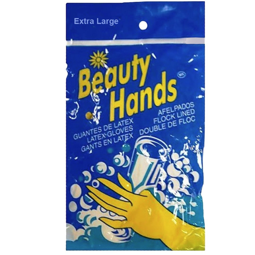 Reusable Yellow Hand Cleaning Latex Gloves :X Large 1 Pair size and feature image