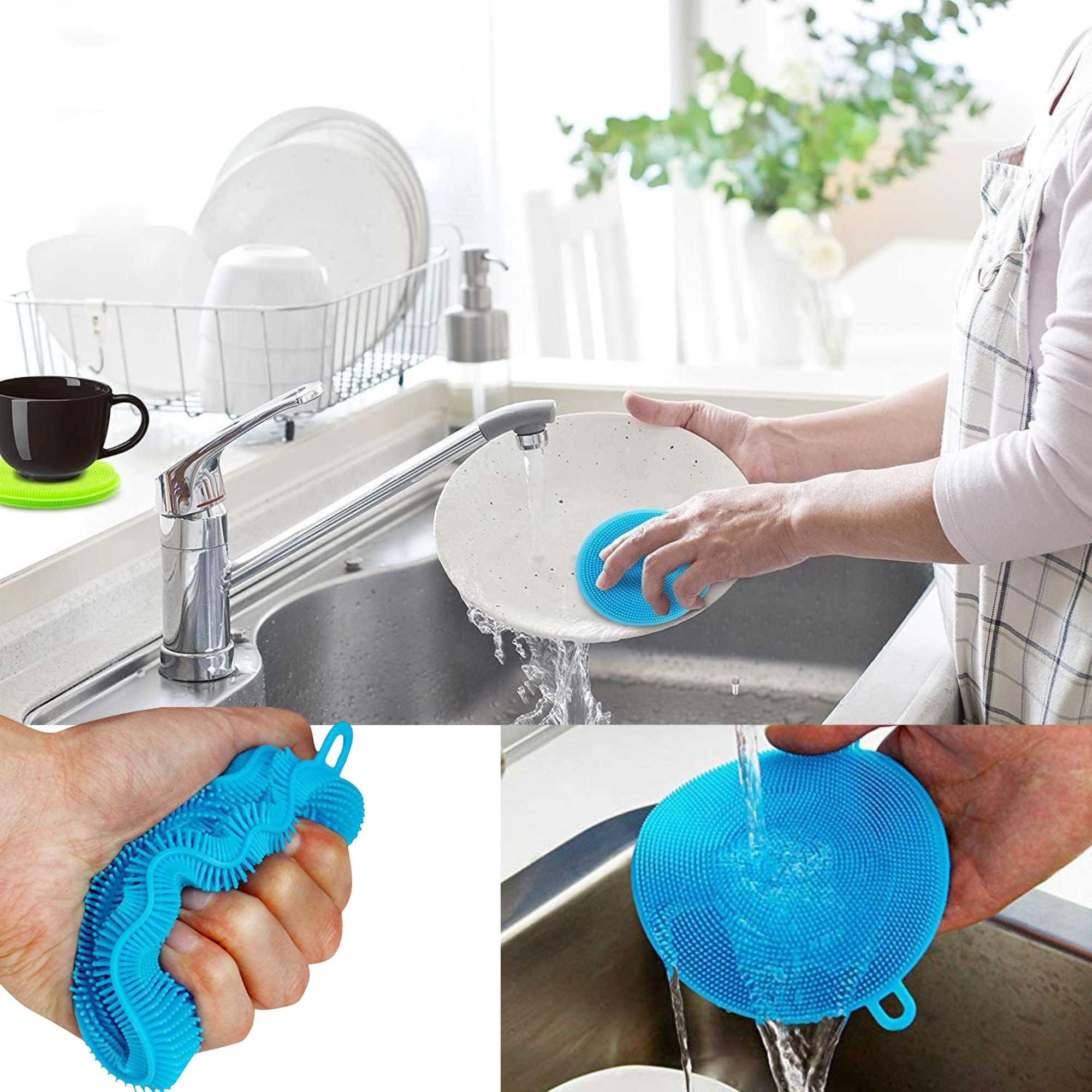 4.3" Round Silicone Sponge Scrubber: 1 Pack Sponges & Scouring Pads Kitchen Accessories product image 11