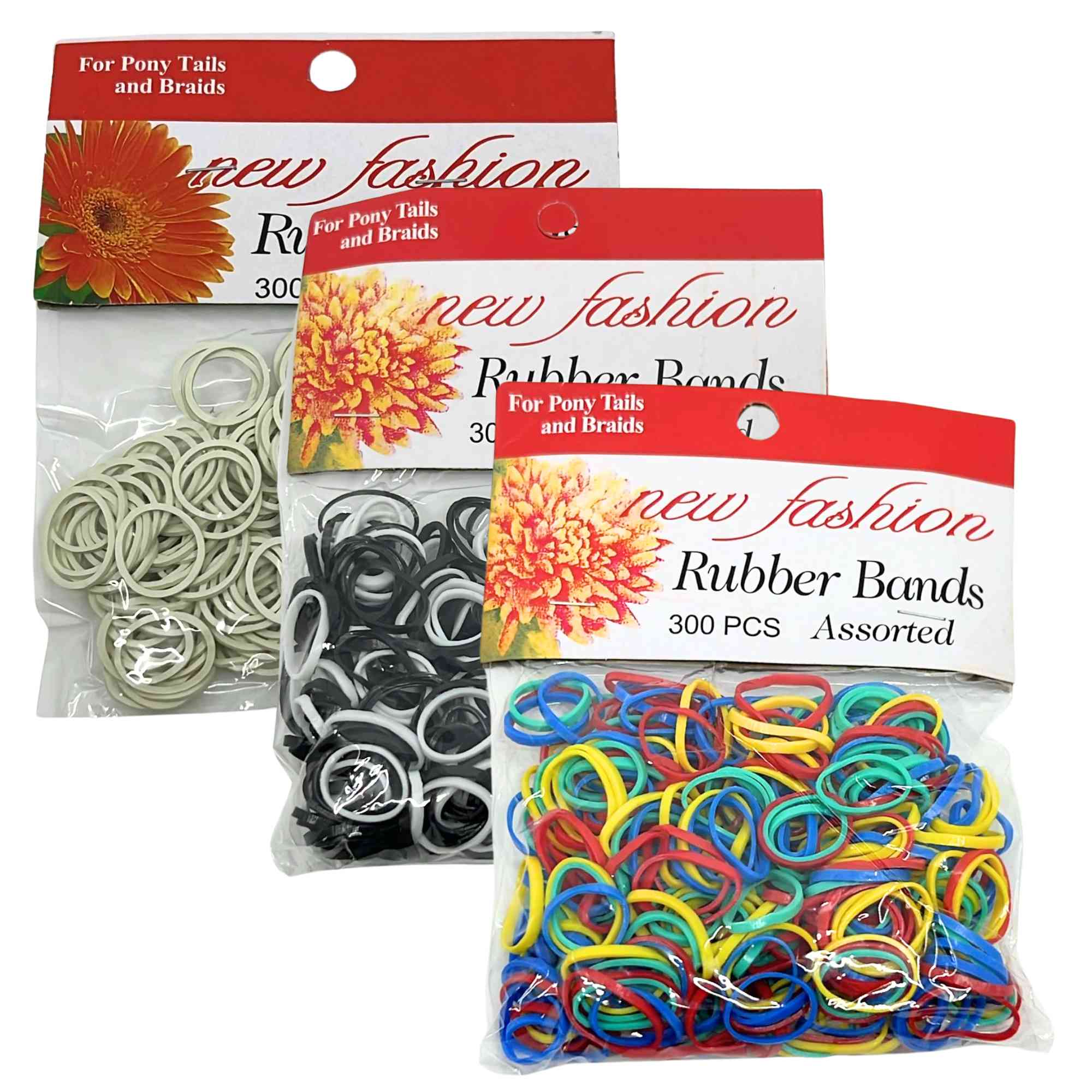 0.5" Rubber Bands for Ponytails & Braids– Hair Elastics: 300 Pack main product image