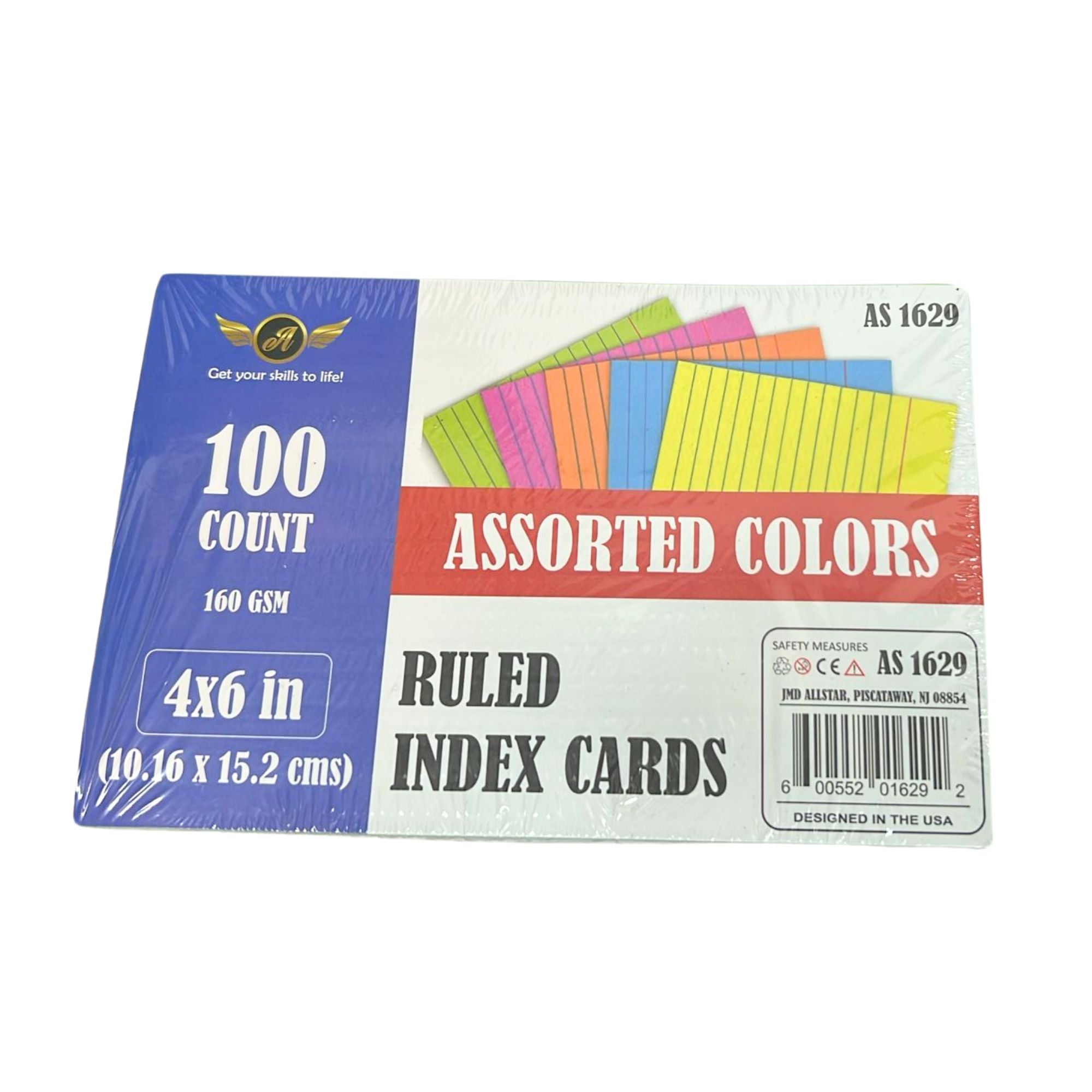 Assorted Colors 4" x 6" Inches Ruled Index Cards: 100 Pack main product image