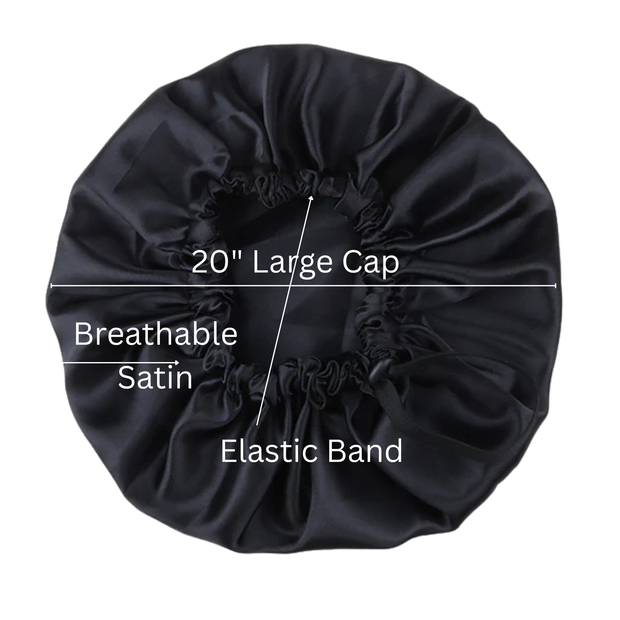 Large 20 Inch Satin Bonnet with Elastic Band: 1 Pack Shower Caps Bathroom Hair product detail image