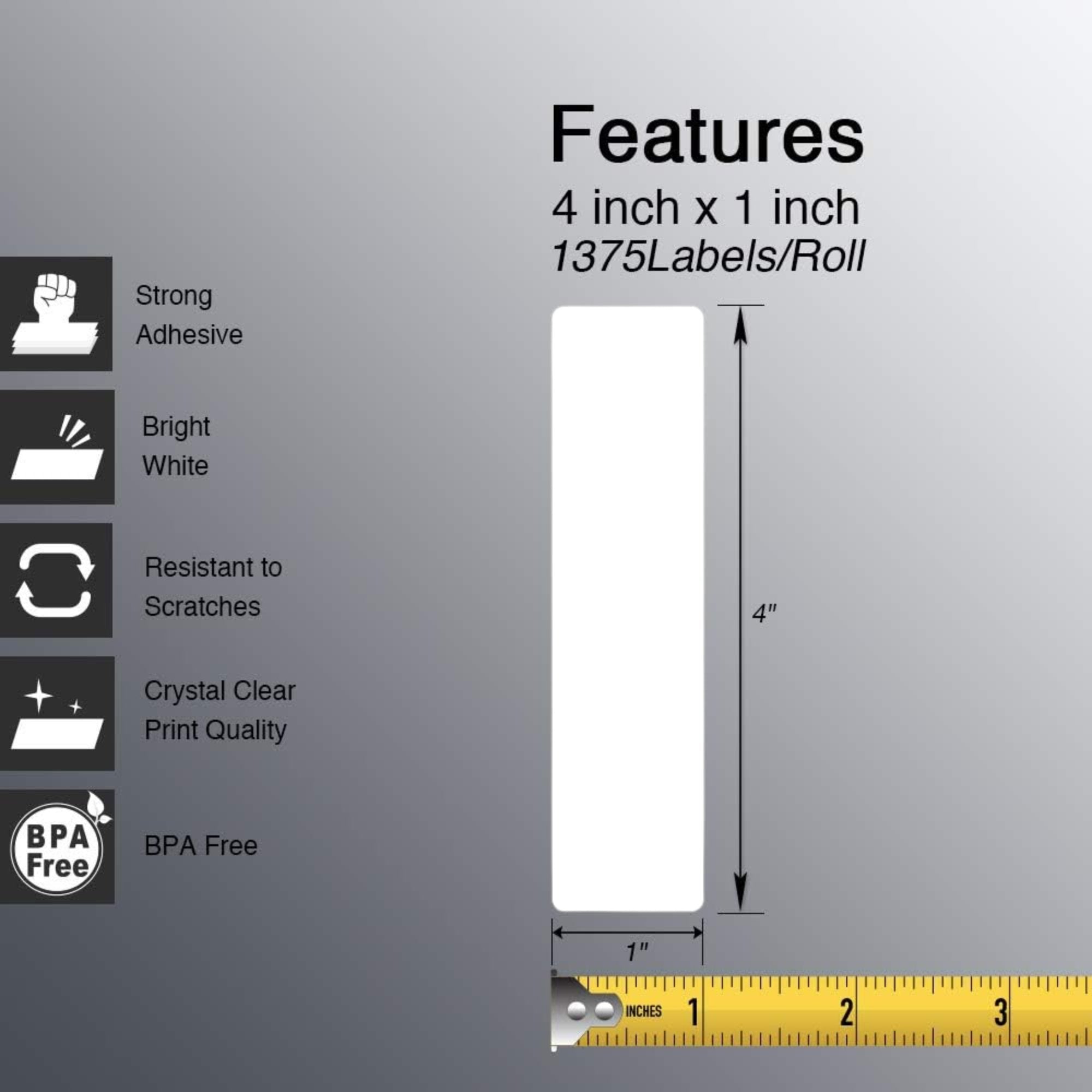 1" x 4.24"Self Adhesive Labels: 25 Pack Labels & Tags Label School product detail image