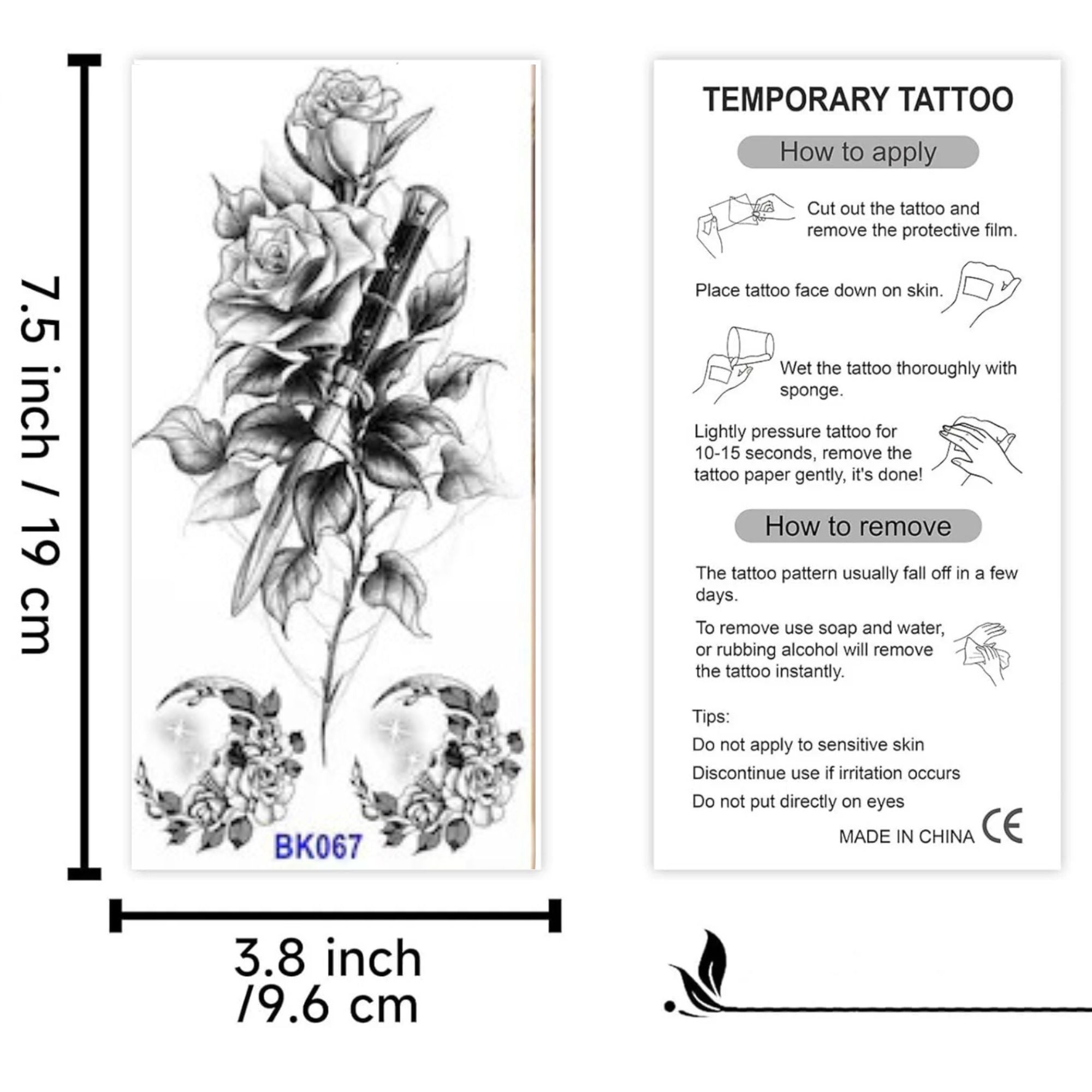Semi Permanent/Temporary Tattoos for Women: 1 Pack Tattoos Tattos product detail image