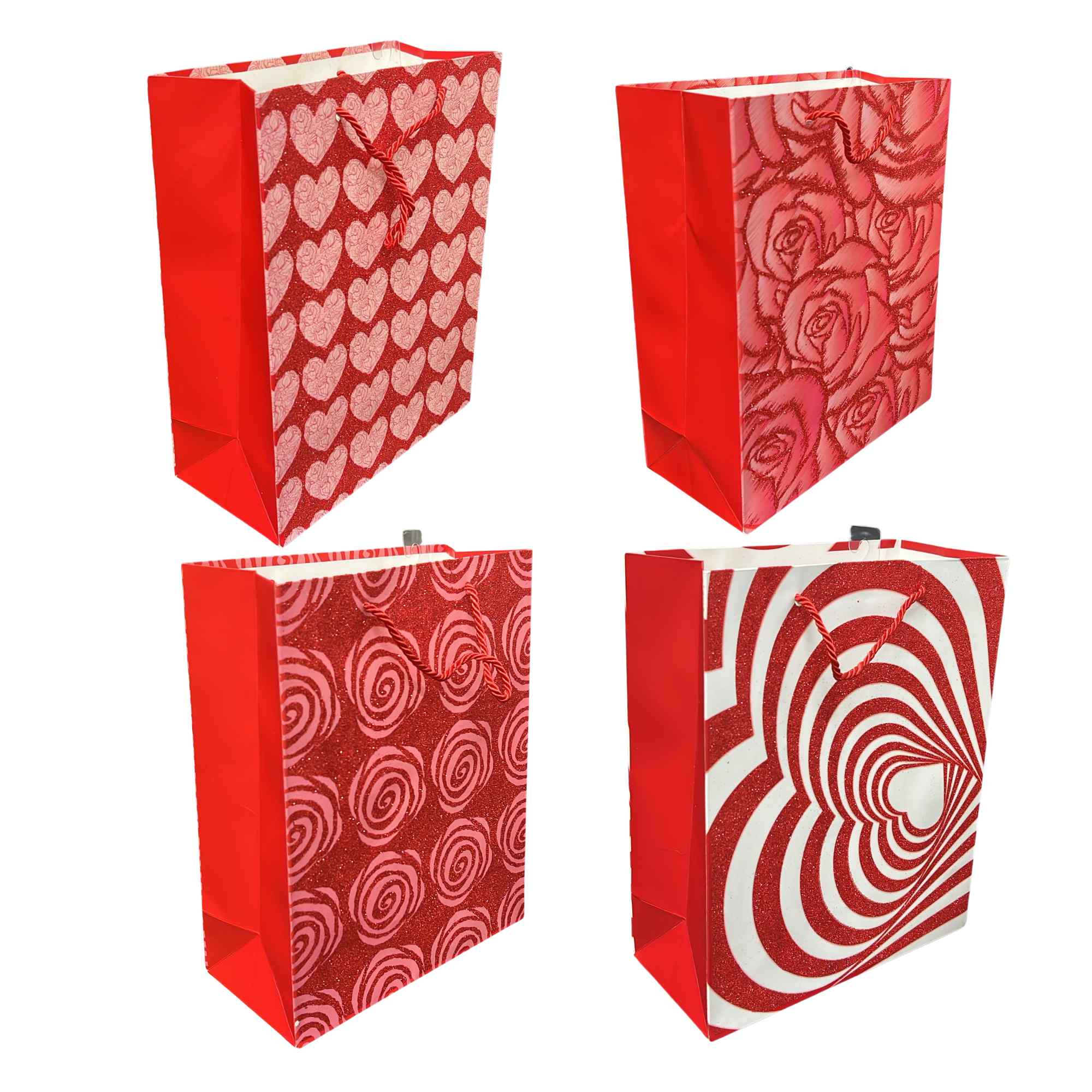 Shiny Red Glittery Valentines Day 10x13 Gift Bag: 1 Pack Gift Bags Gift Bag Valentine main product image