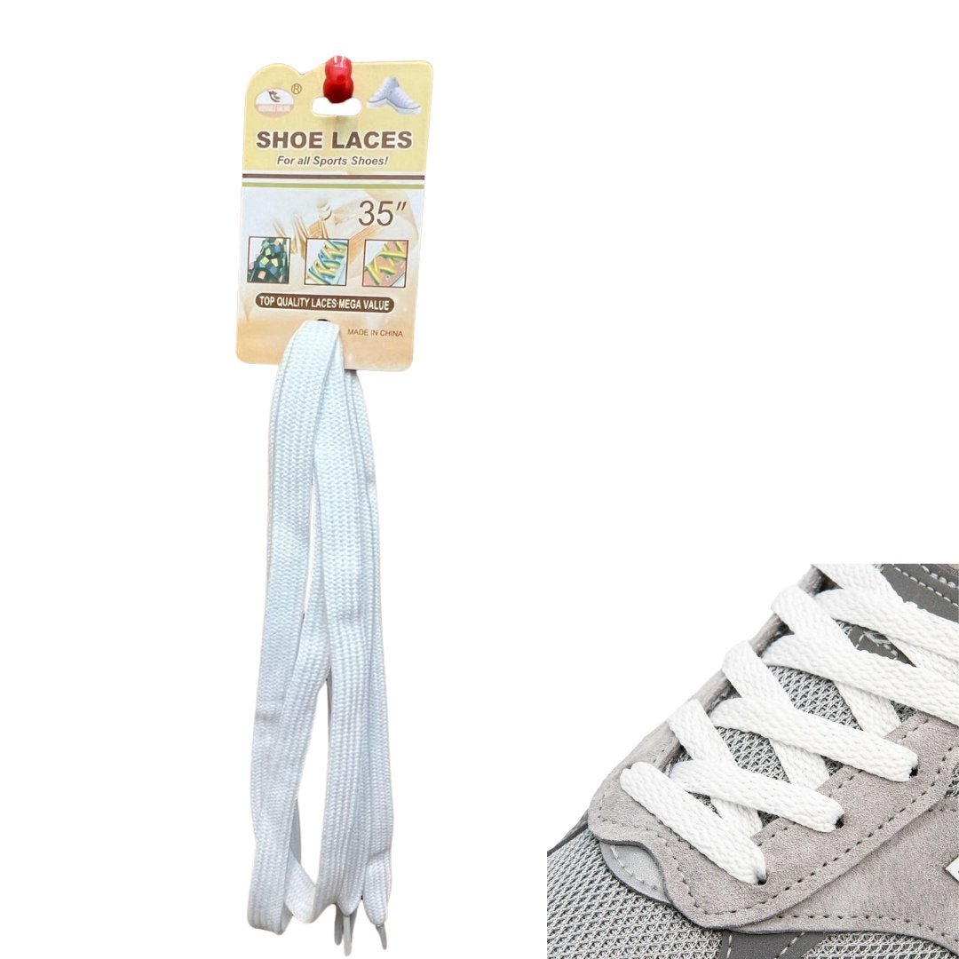 35 Inches Shoe Laces for All Sports Shoes White: 1 Pair Shoelaces Foot size and feature image