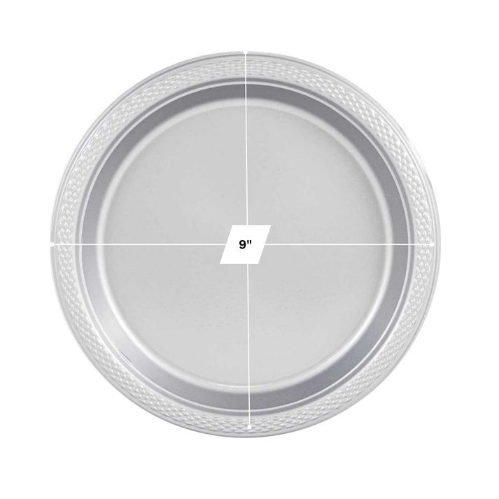 Disposable 9" Silver Diner Plastic Plates: 5 Pack Kitchen Catalog, Disposable Plates product detail image
