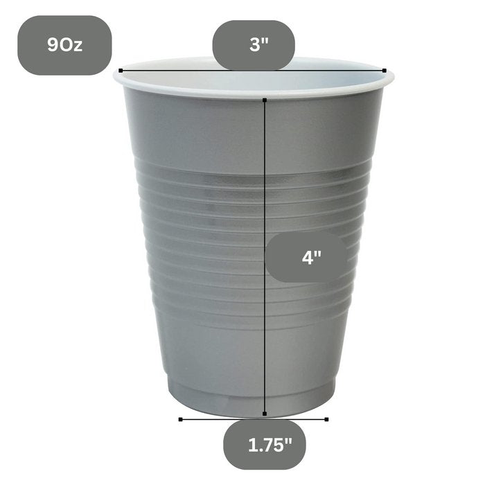 Disposable 9oz Silver Plastic Cups