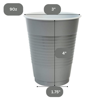 Disposable 9oz Silver Plastic Cups