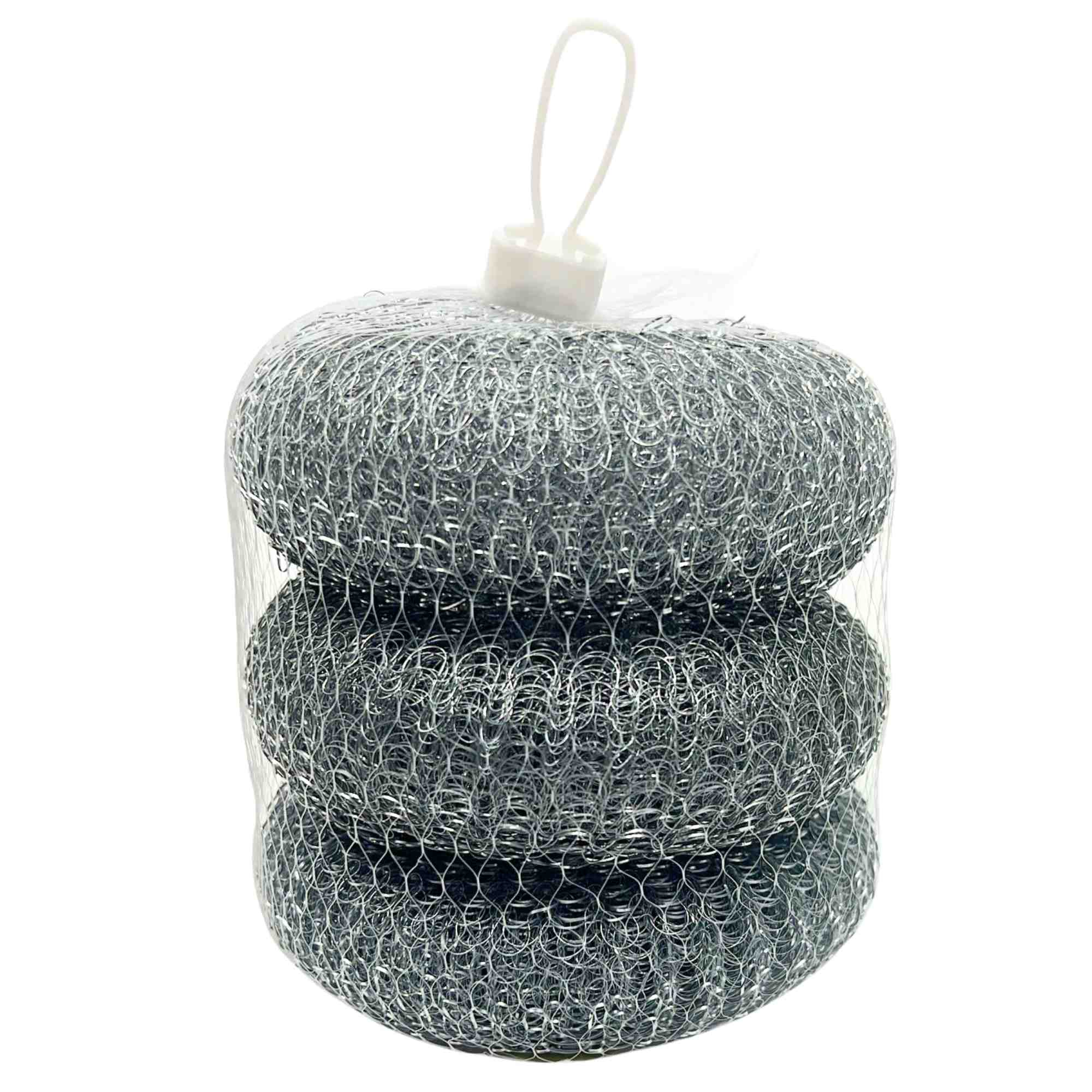 Silver Large Stainless Steel Scrubber Balls: 3 Pack Sponges & Scouring Pads Cleaning Scrubber main product image