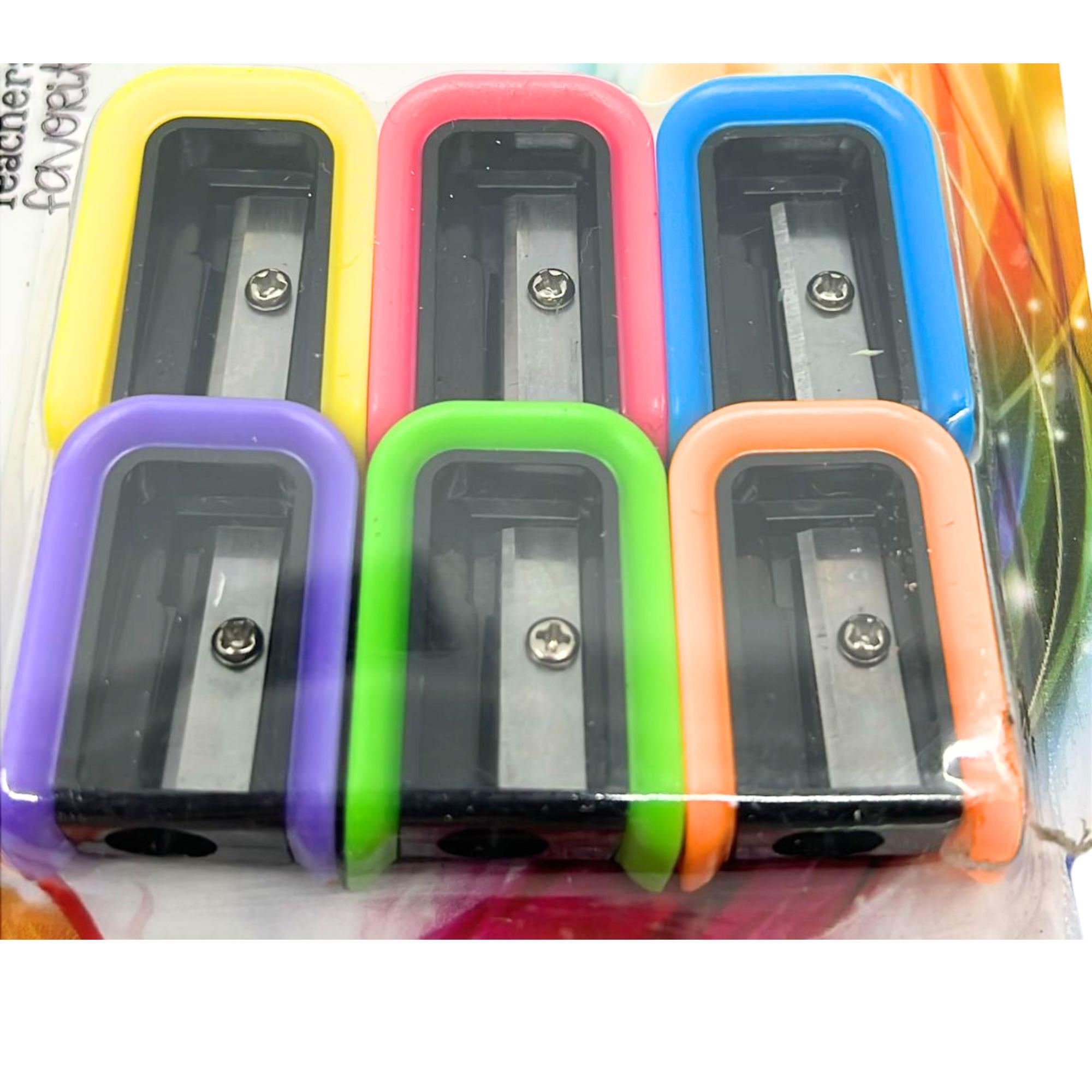 Single Hole Assorted color Compact Pencil Sharpeners: 6 Pack product detail image