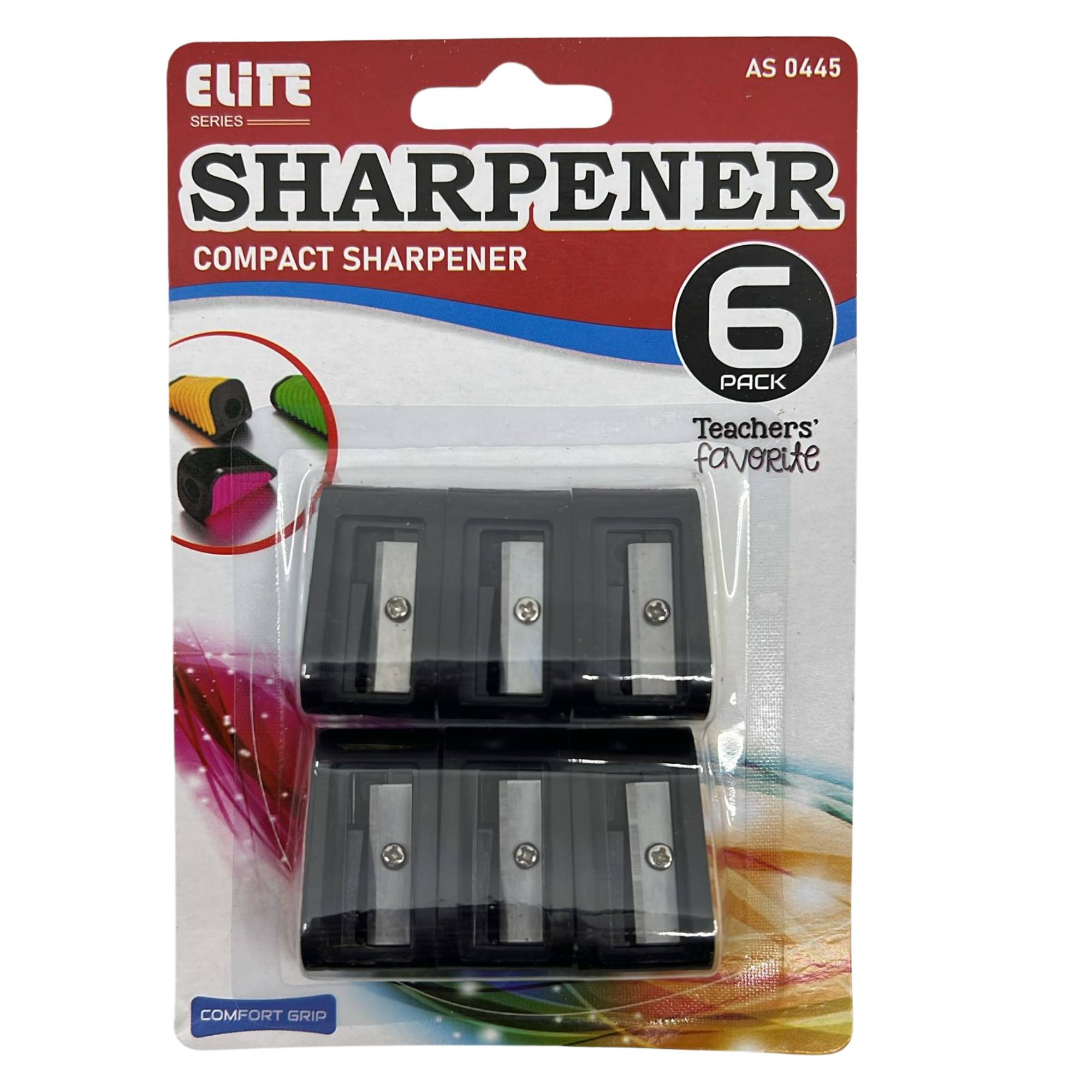 Single Hole Black Compact Pencil Sharpeners:6 Pack main product image