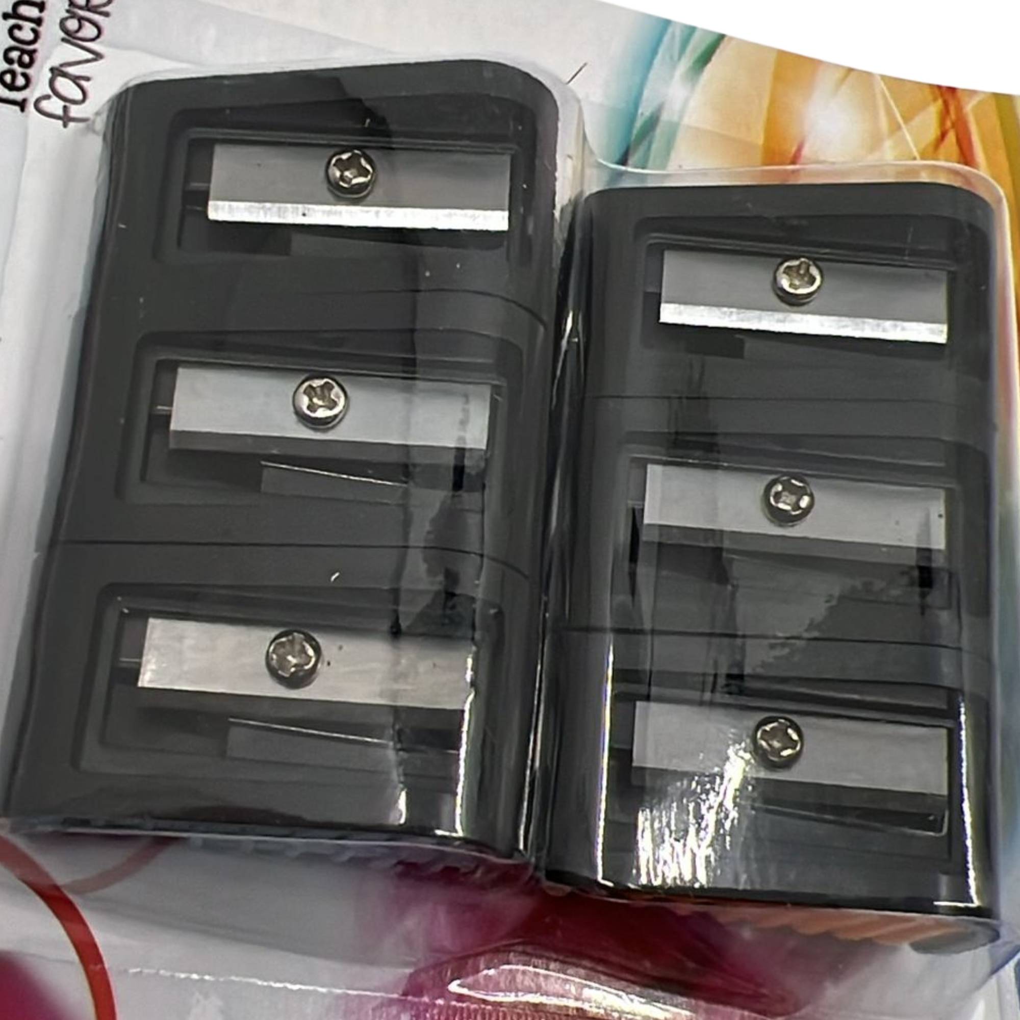 Single Hole Black Compact Pencil Sharpeners:6 Pack product detail image