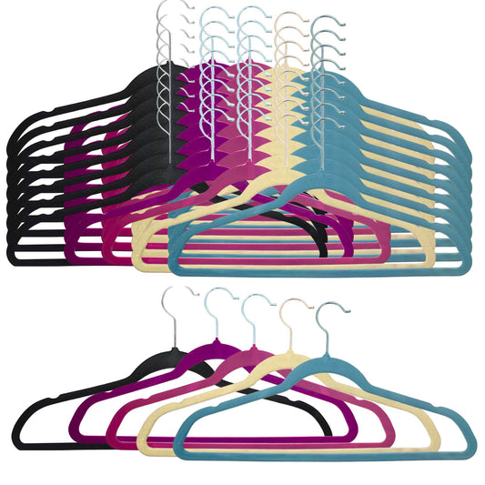 Basics Slim Velvet Non-Slip Suit Hangers with 360° Swivel Hook