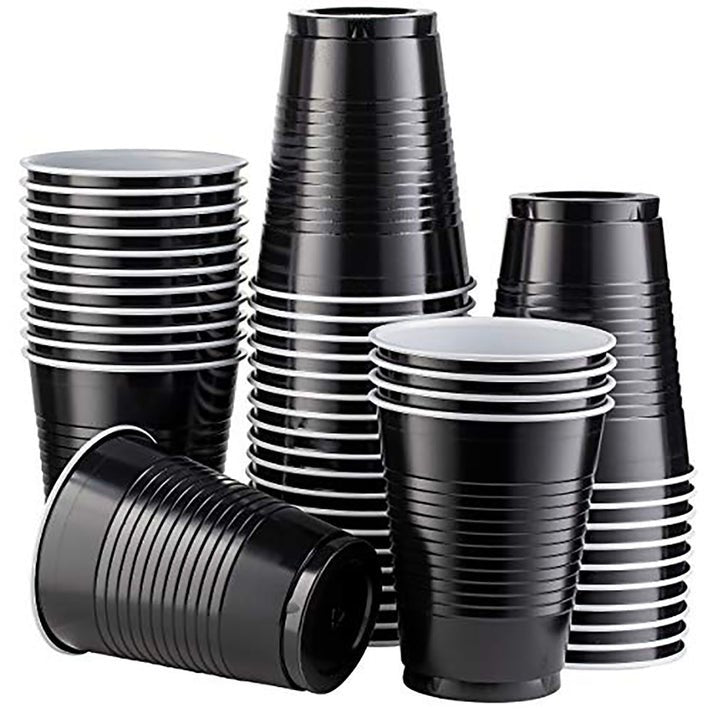 Disposable 9oz Black Plastic Cups: 8 Pack Kitchen Catalog,Dispoable Cups size and feature image