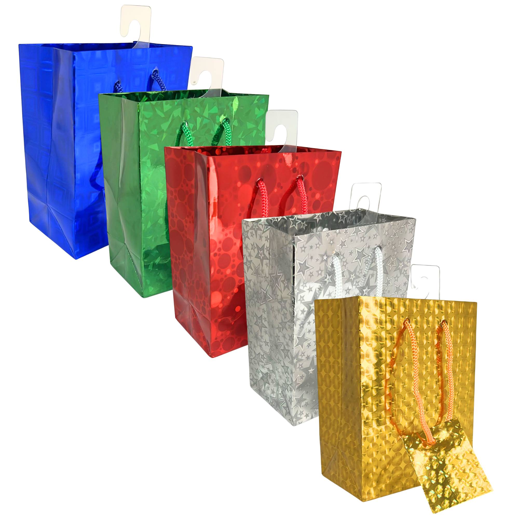 Small Foil & Holographic Gift Bags – 5.5 x 4.5 x 3 Inches: 2 Pack Party Bag main product image