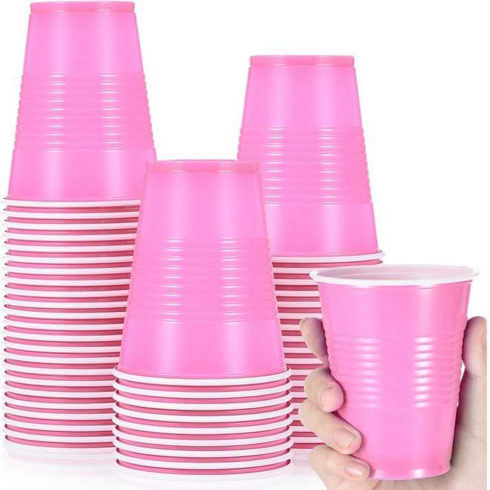 Disposable 9oz Pink Plastic Cups: 8 Pack Kitchen Catalog,Dispoable Cups lifestyle use image