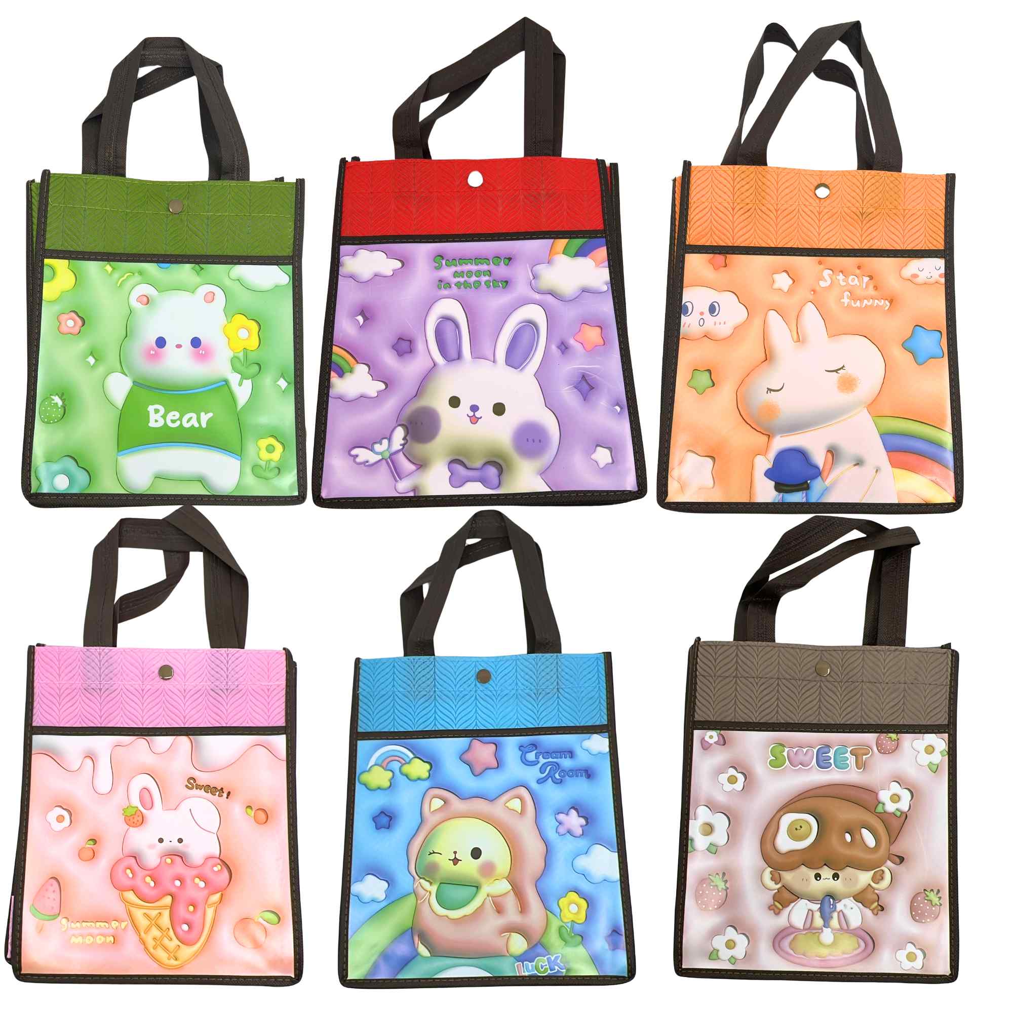 Reusable Fabric Gift Bag with Double Pockets and Safety Button: 1 Pack Gift Bags Party Bag main product image